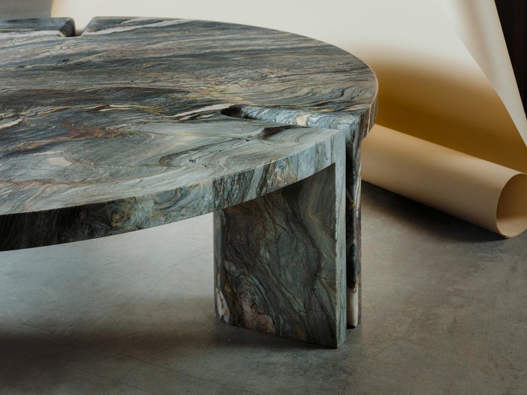 Post-Modern Brazilian Quartzite Round Table 2:2 Coffee Table by Agglomerati For Sale