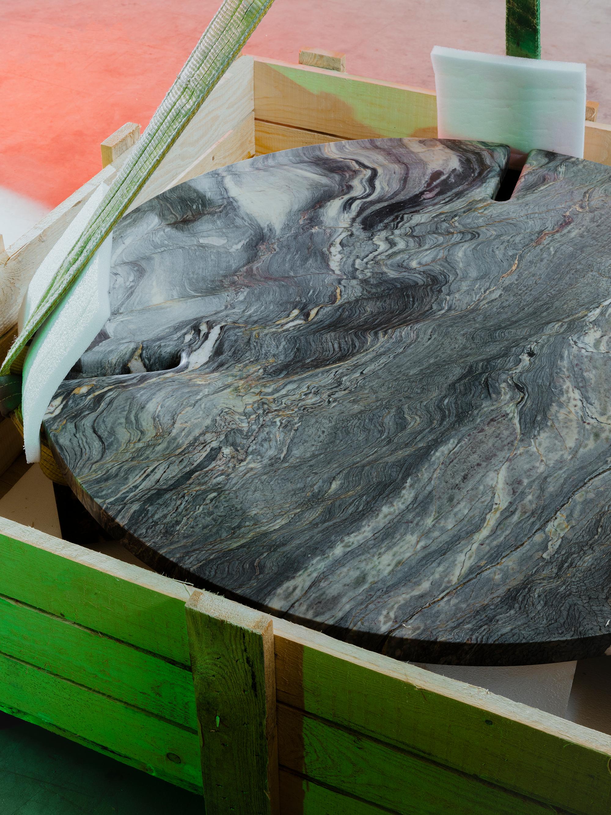 Post-Modern Brazilian Quartzite Round Table 2:2 Coffee Table by Agglomerati