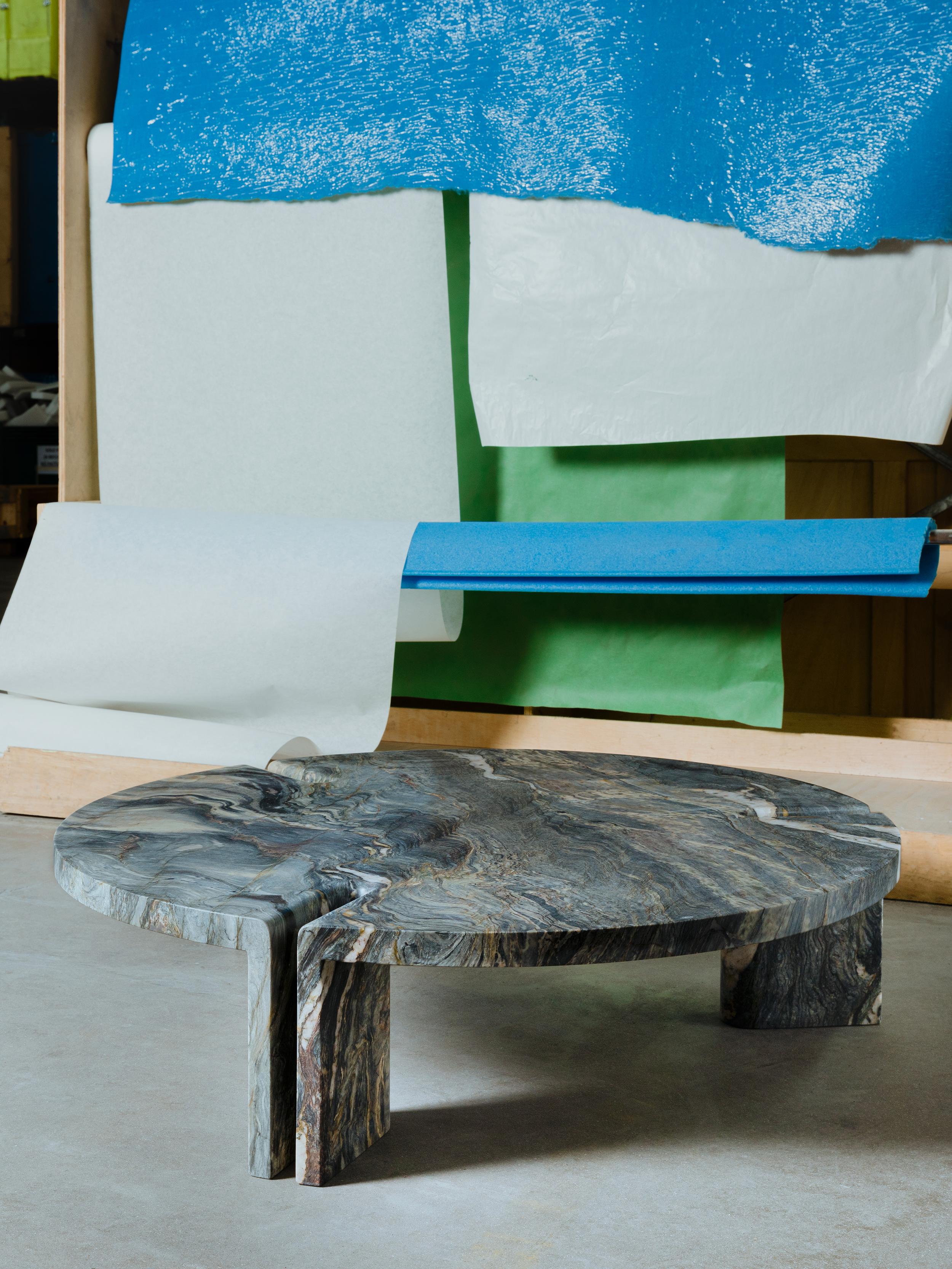 British Brazilian Quartzite Round Table 2:2 Coffee Table by Agglomerati
