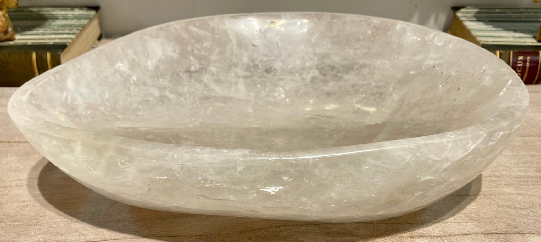 Modern Brazilian polished rock crystal bowl. Circa 2000. Sure to make a statement!