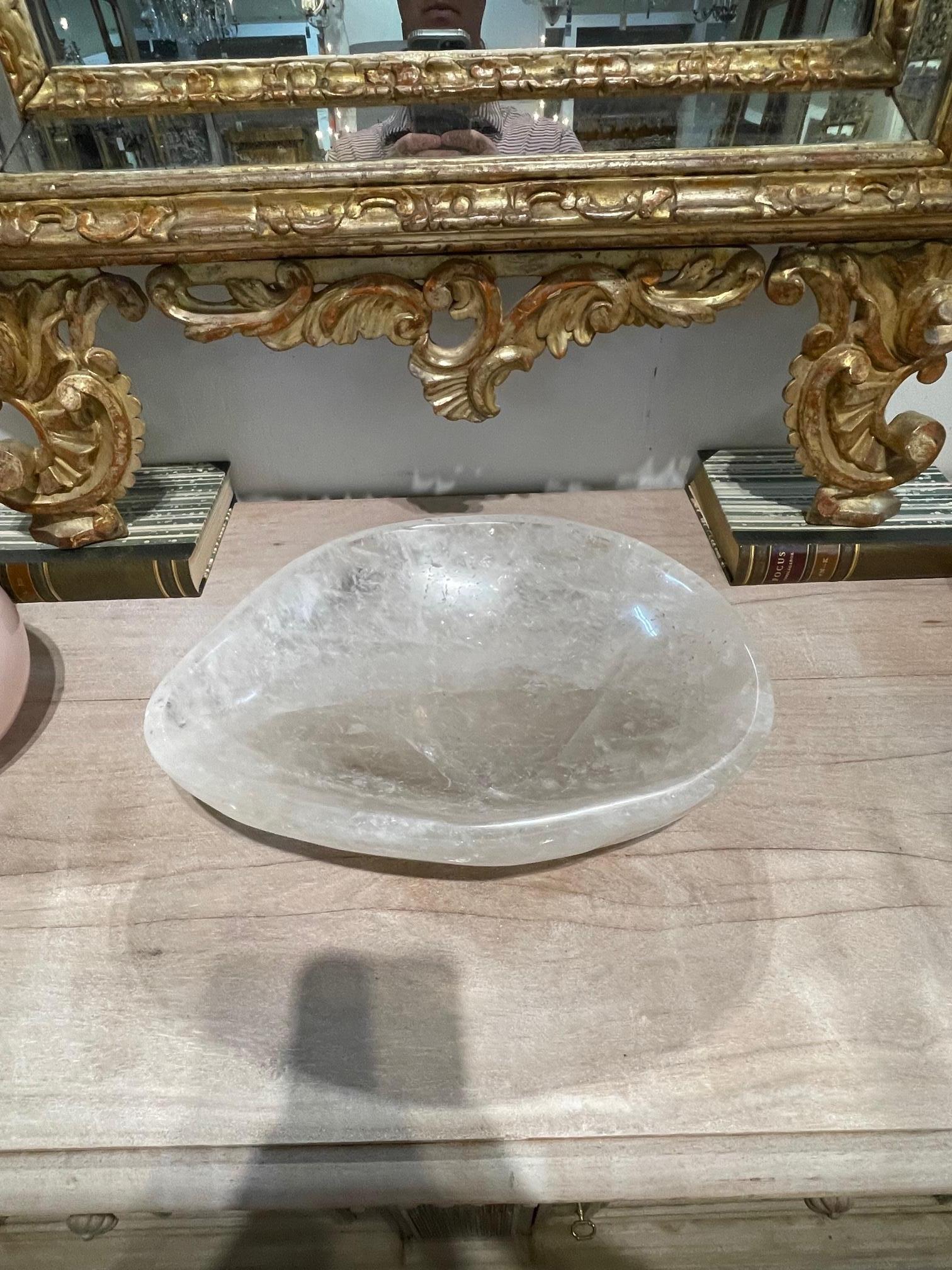 Contemporary Brazilian Rock Crystal Bowl For Sale