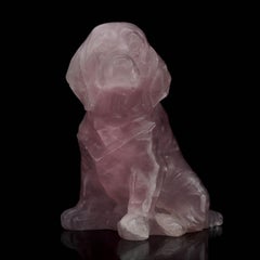 Brazilian Rose Quartz Dog Carving