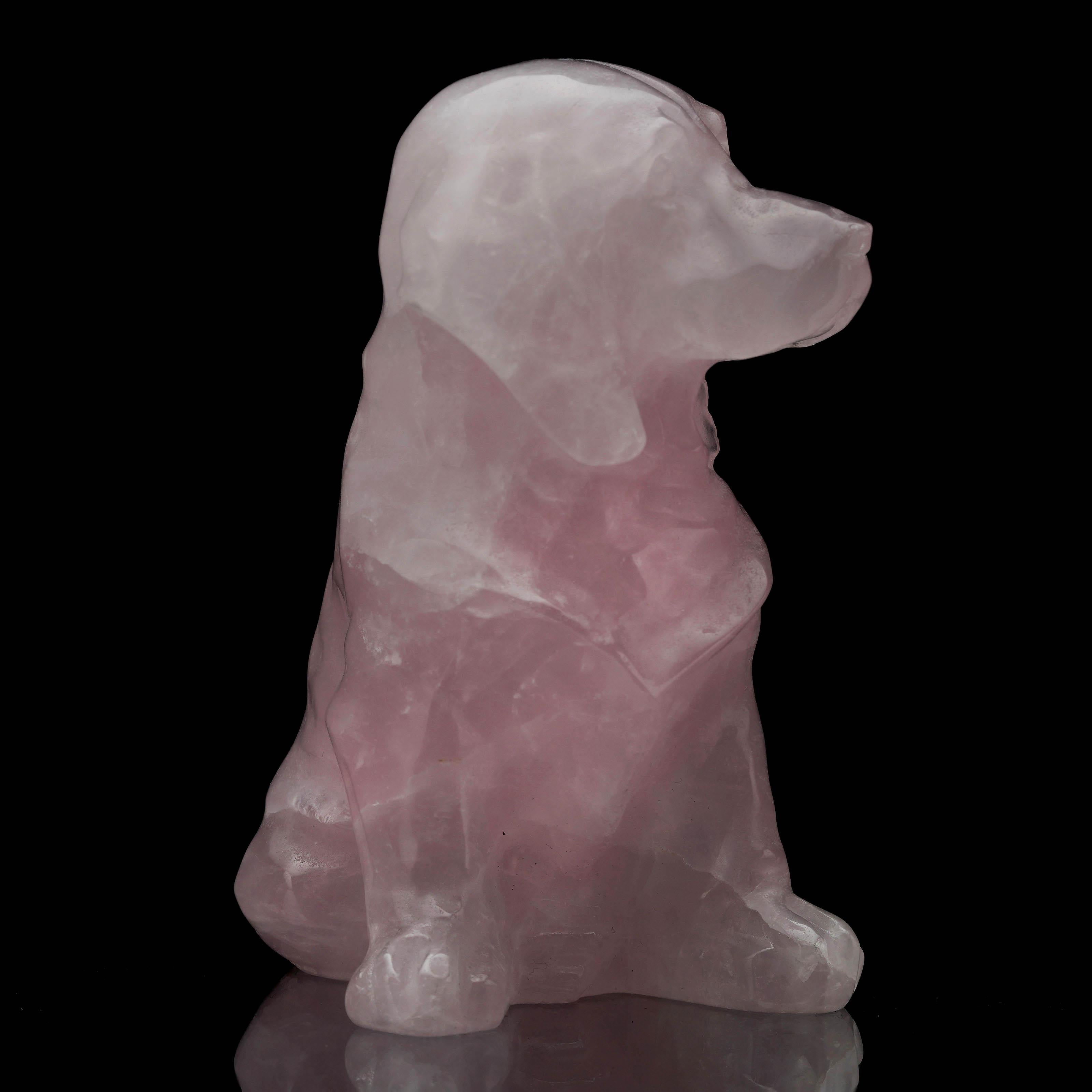 Scultura per cani in quarzo rosa brasiliano - 552g In condizioni Nuovo in vendita a New York, NY