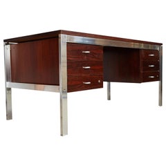 Bureau "Escriba" en bois de rose brésilien et aluminium de Tora Brazil:: vers 1970