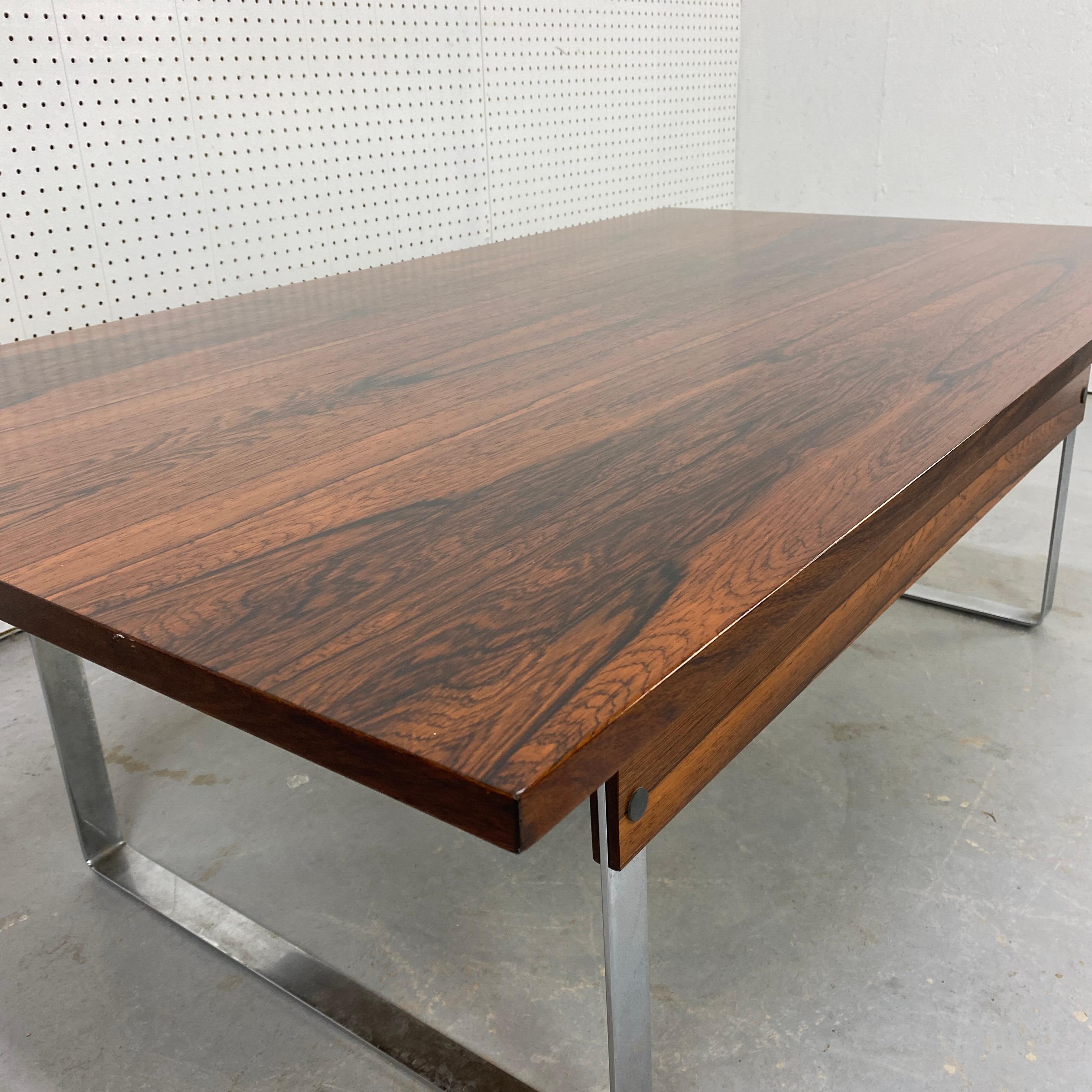 Brazilian Rosewood and Chrome Coffee Table 5