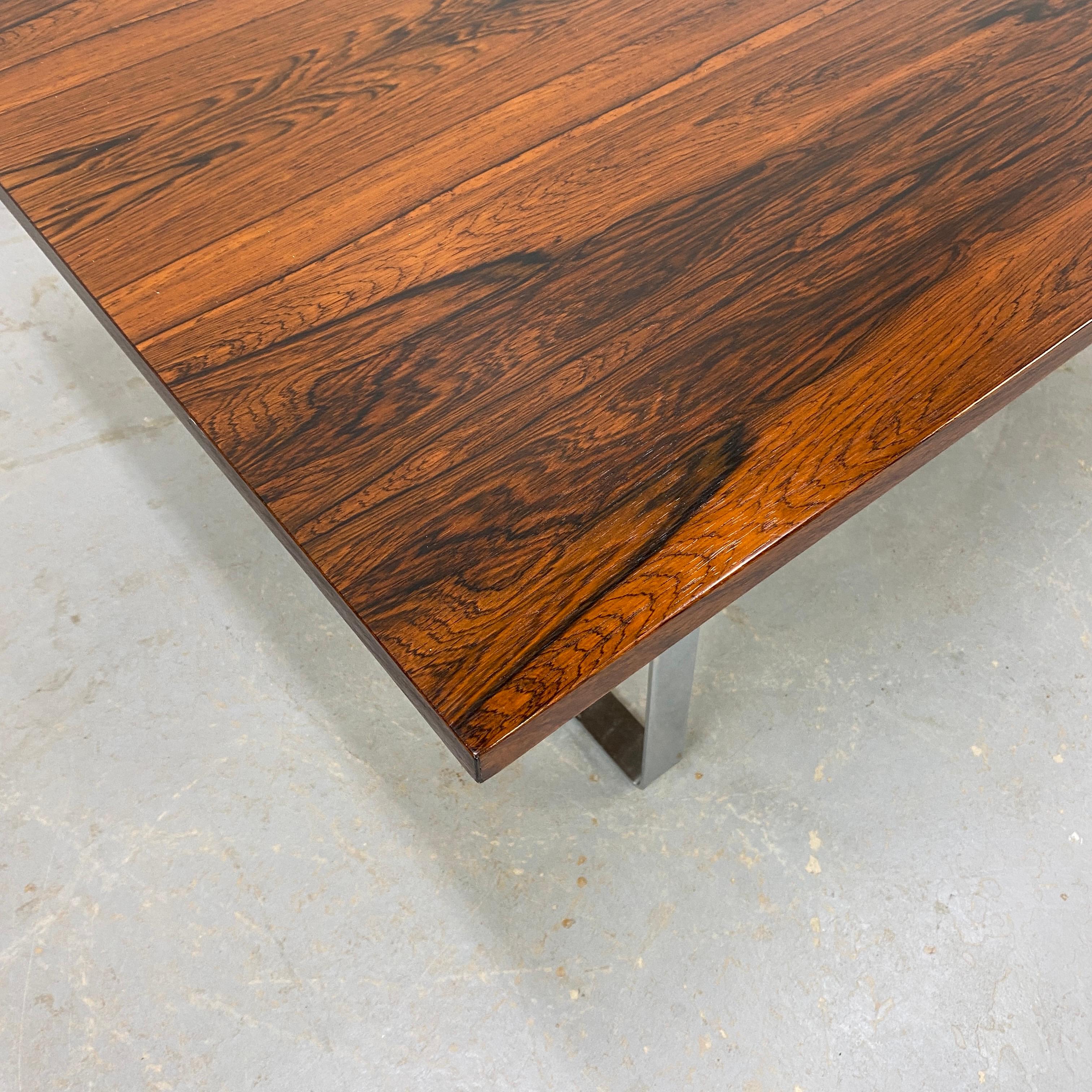 Brazilian Rosewood and Chrome Coffee Table In Good Condition In Puslinch, ON
