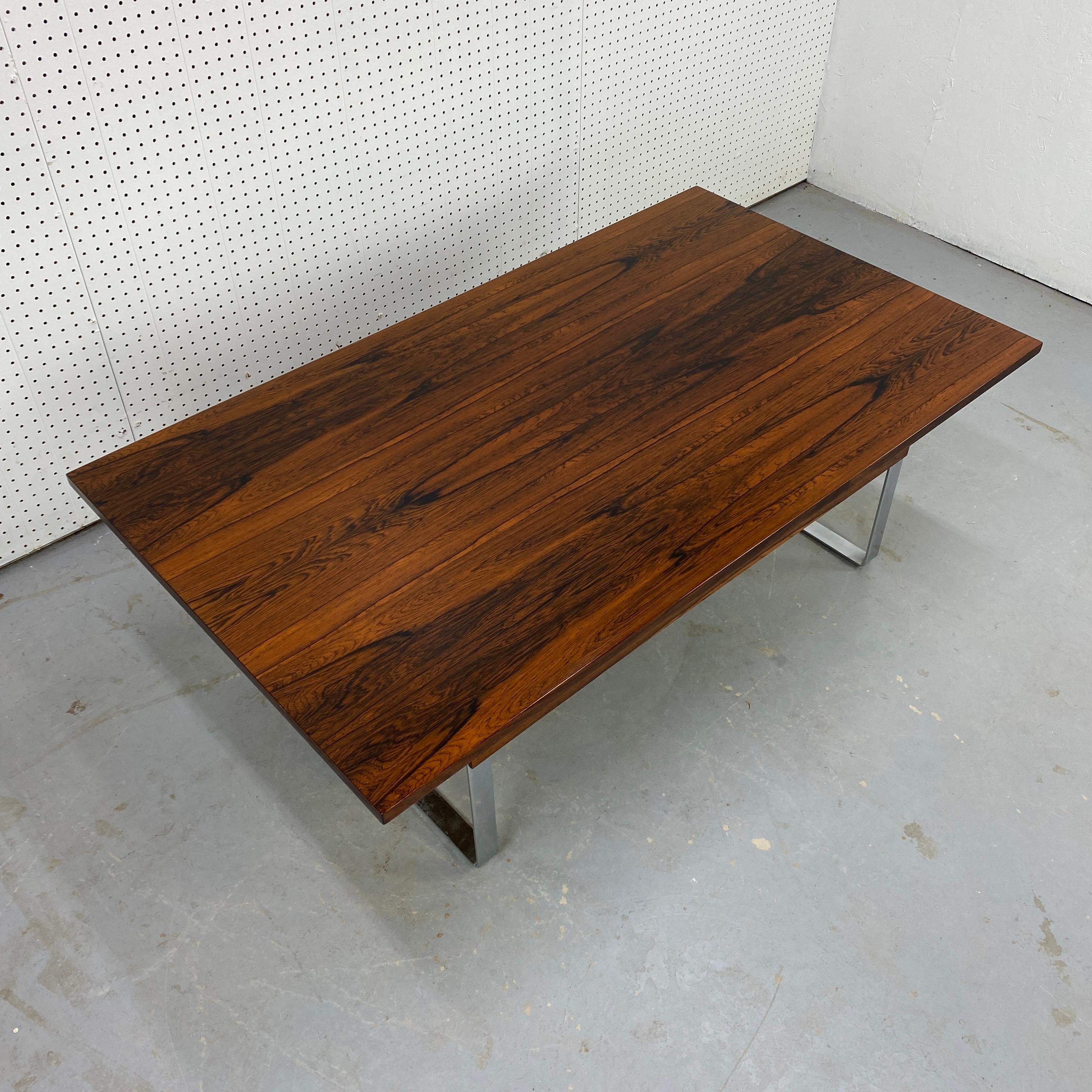 20th Century Brazilian Rosewood and Chrome Coffee Table