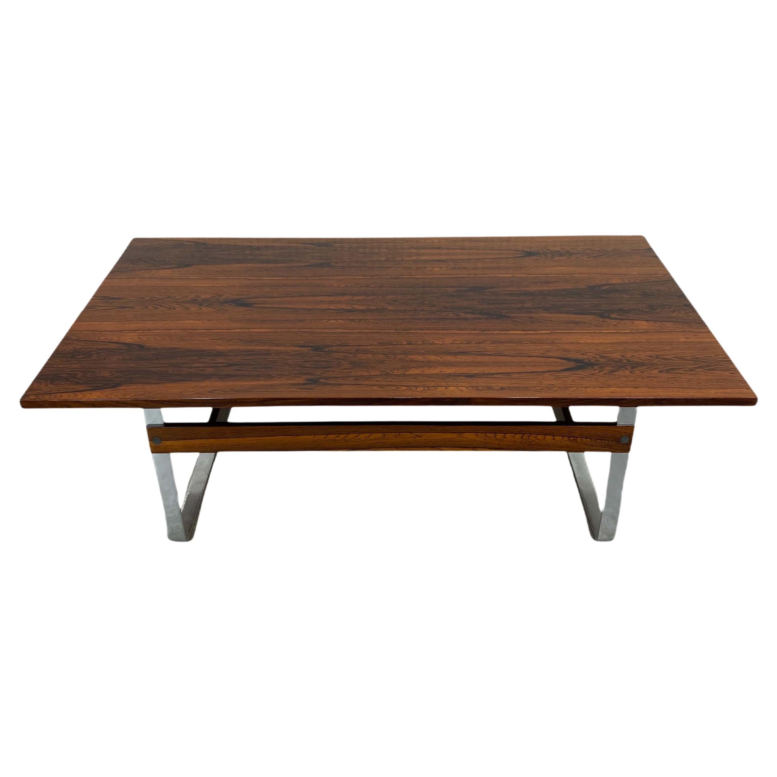 Brazilian Rosewood and Chrome Coffee Table