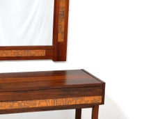 Brazilian Rosewood and Copper Entry Cabinet and Mirror