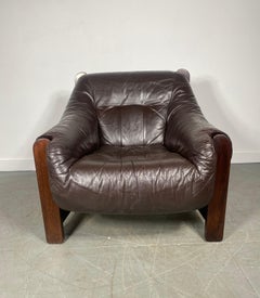 Brazilian Rosewood and Leather Lounge Chair Designed by Moveis Corazza