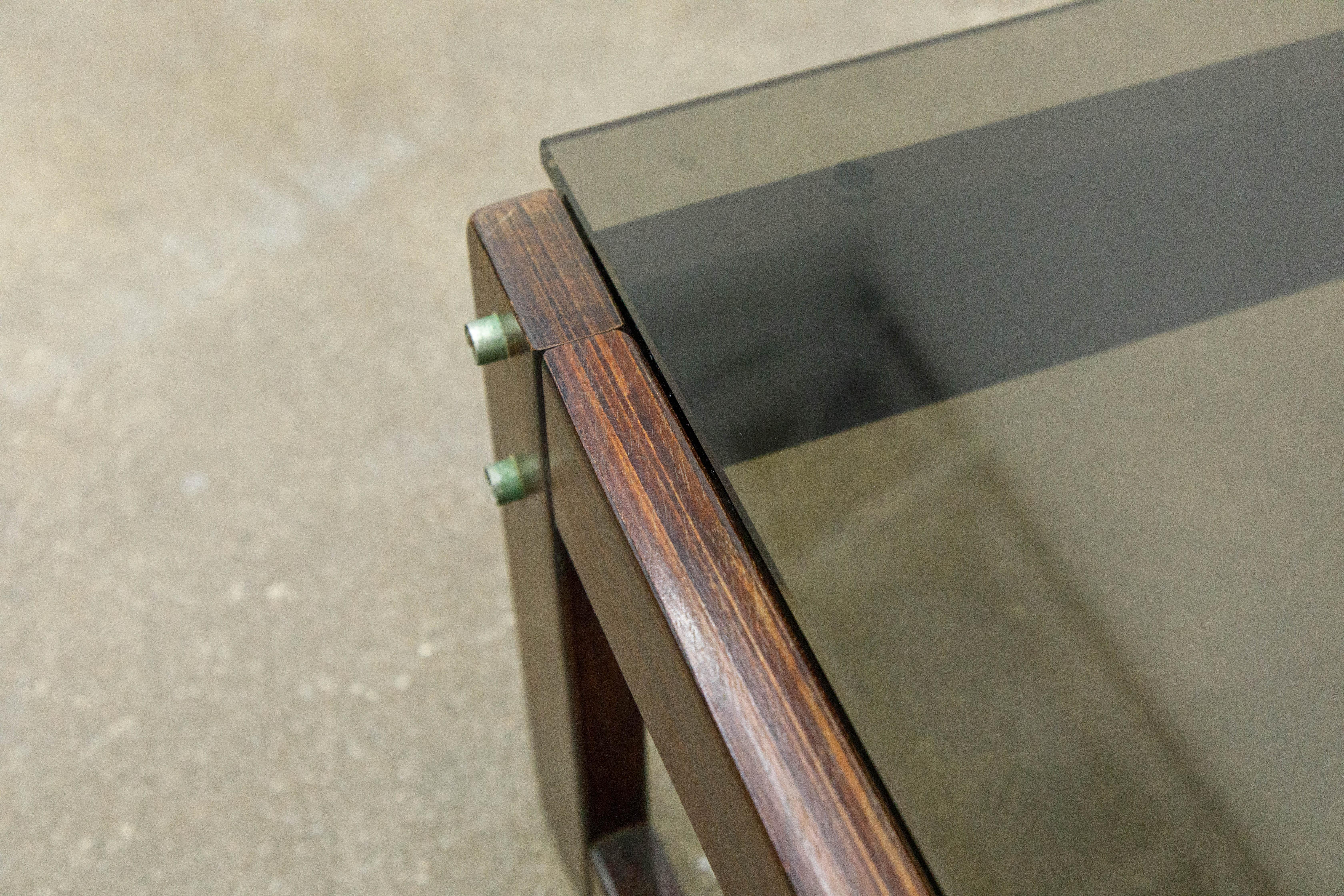 Brazilian Rosewood and Smoked Glass Side Table by Percival Lafer, 1960s, Signed 8