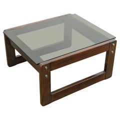 Brazilian Rosewood and Smoked Glass Side Table by Percival Lafer, 1960s, Signed