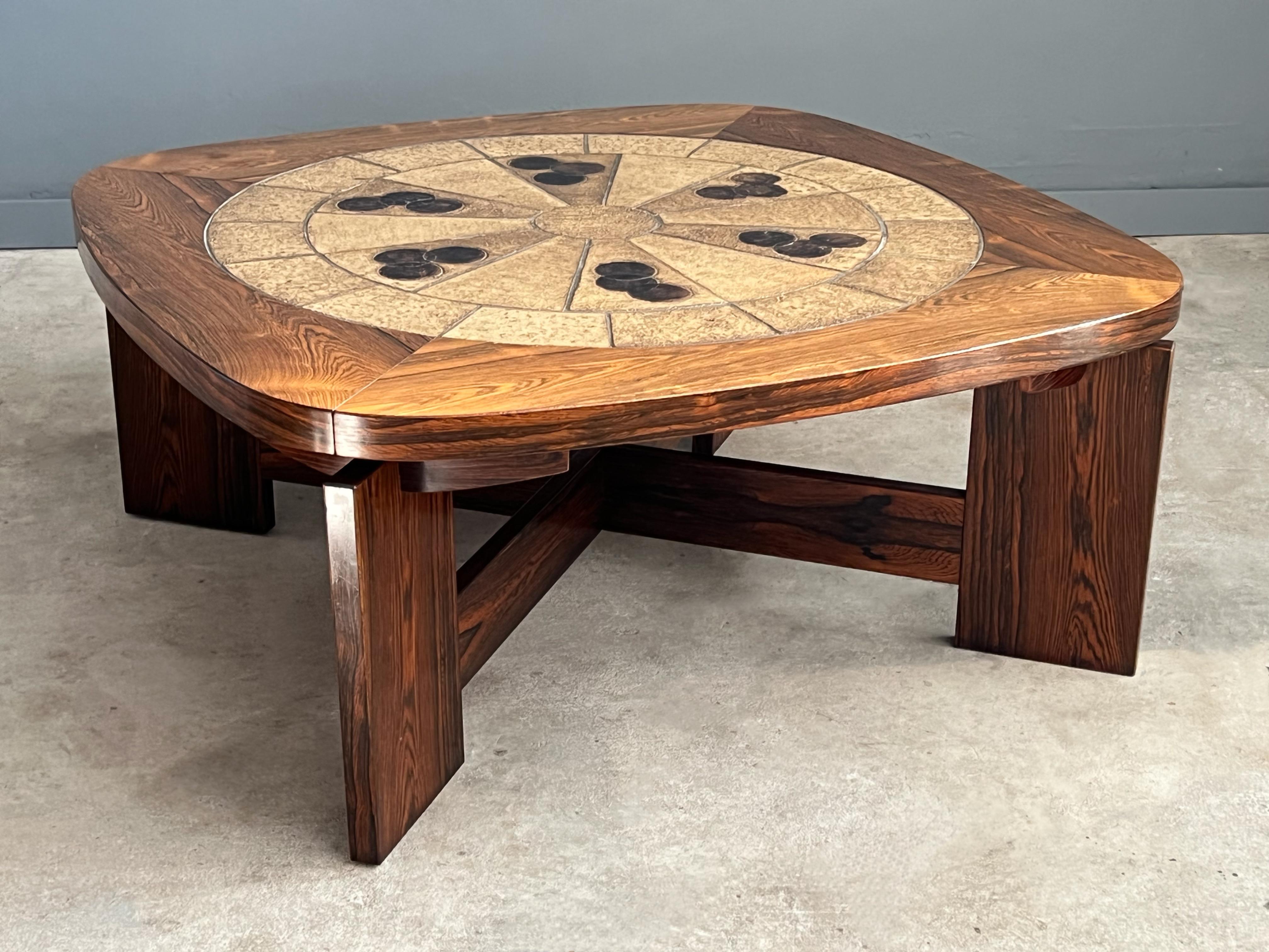 Brazilian Rosewood and Tile Coffee Table Attributed to Tue Poulsen 6