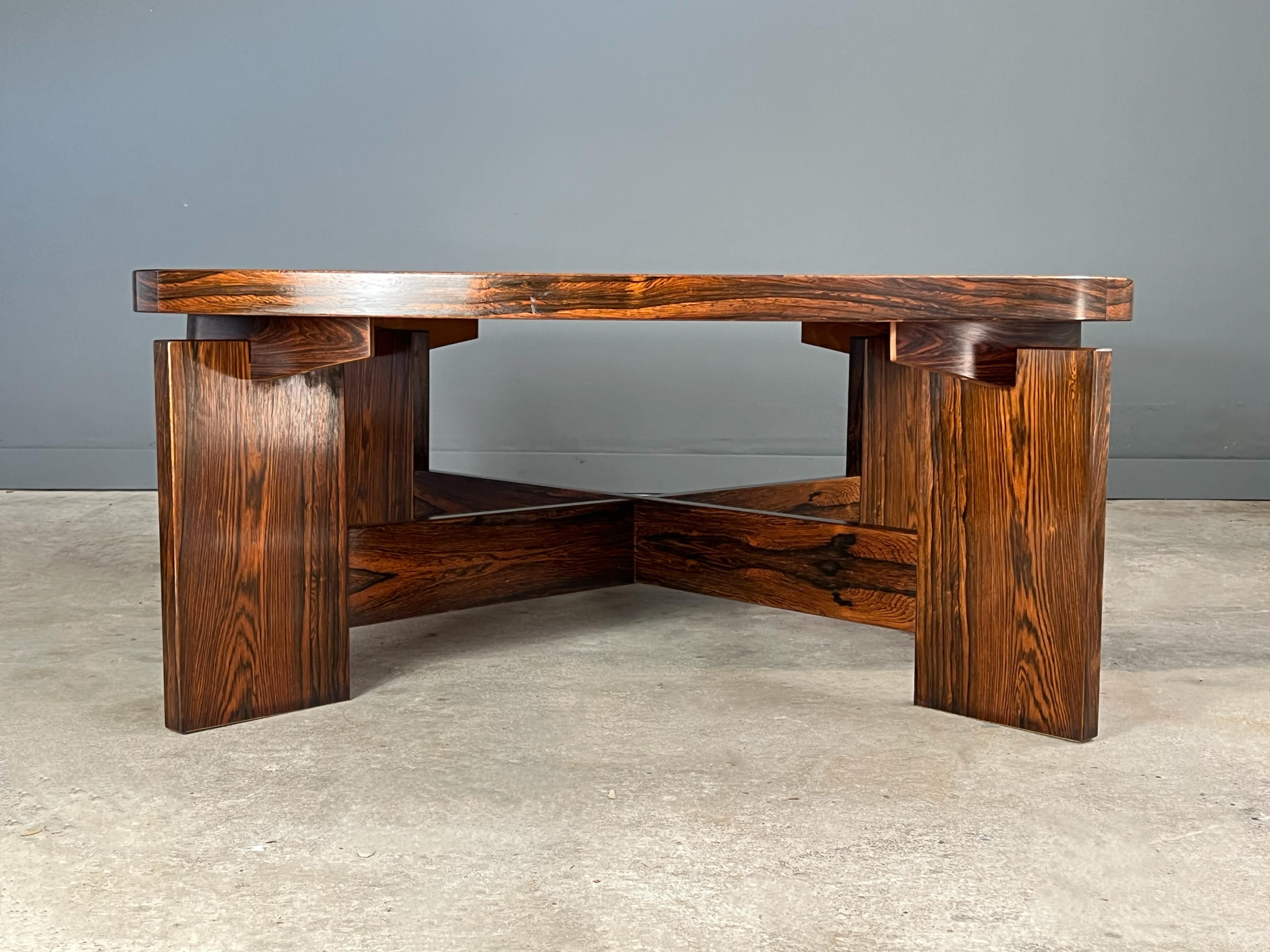 Mid-Century Modern Brazilian Rosewood and Tile Coffee Table Attributed to Tue Poulsen