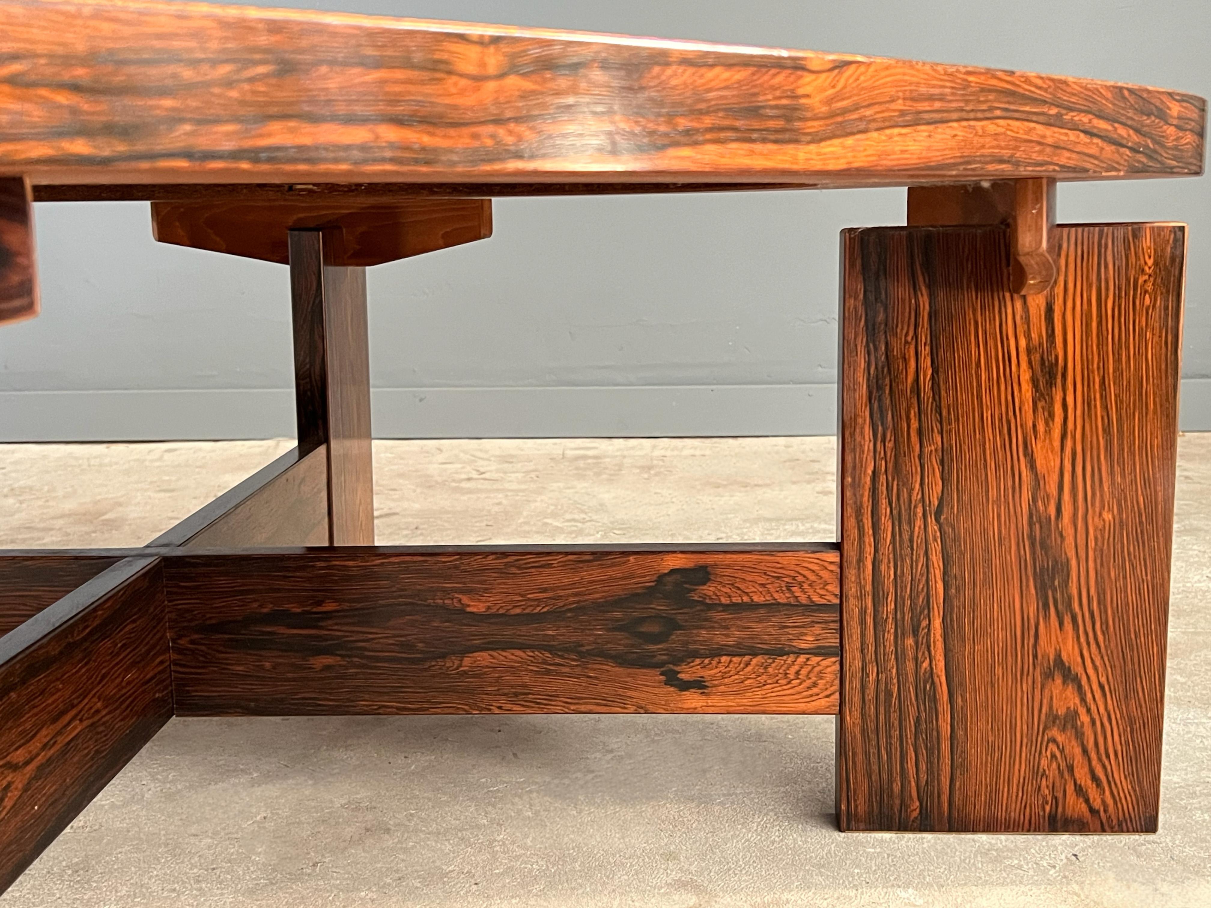 Danish Brazilian Rosewood and Tile Coffee Table Attributed to Tue Poulsen