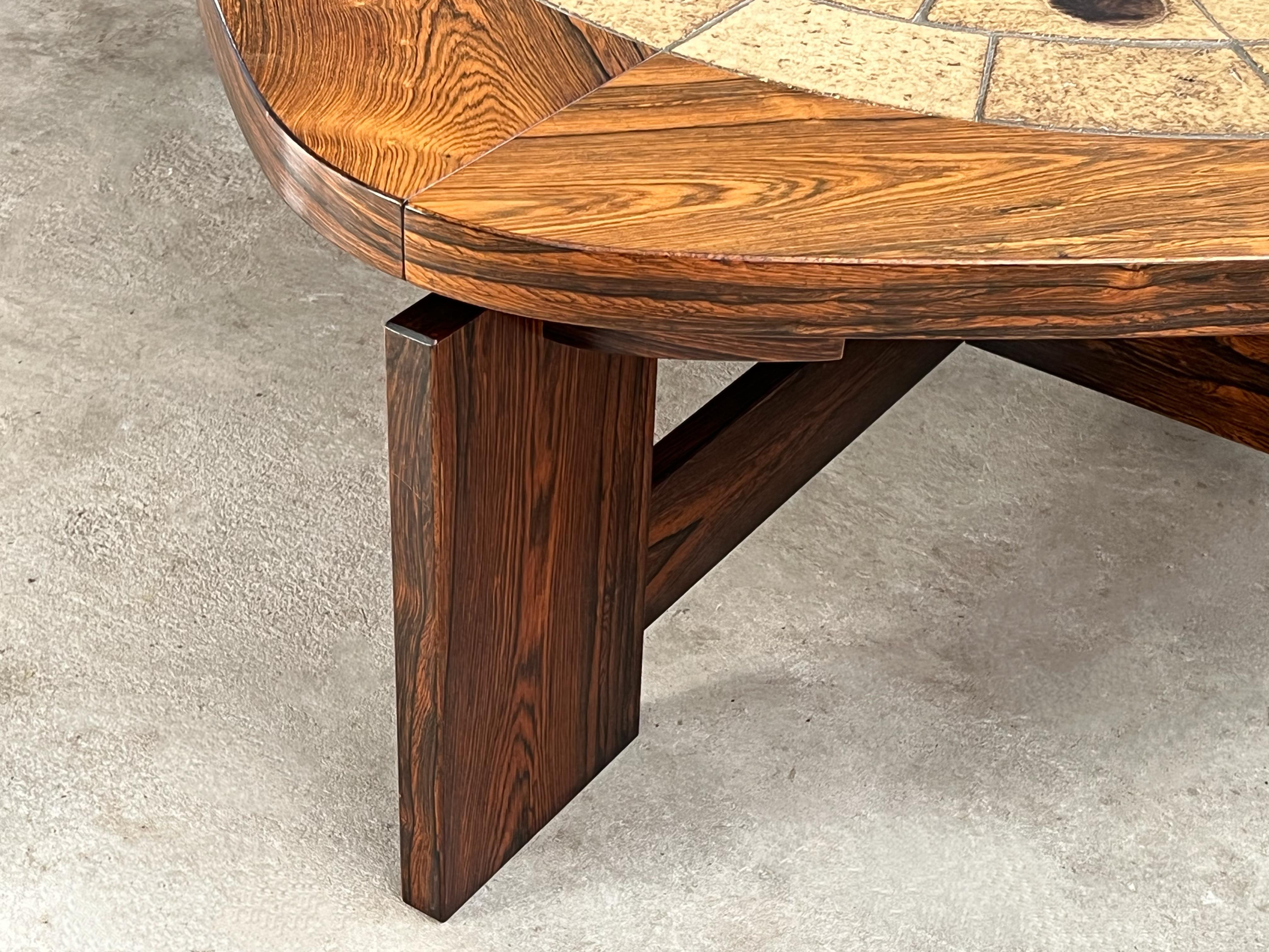 Brazilian Rosewood and Tile Coffee Table Attributed to Tue Poulsen 1