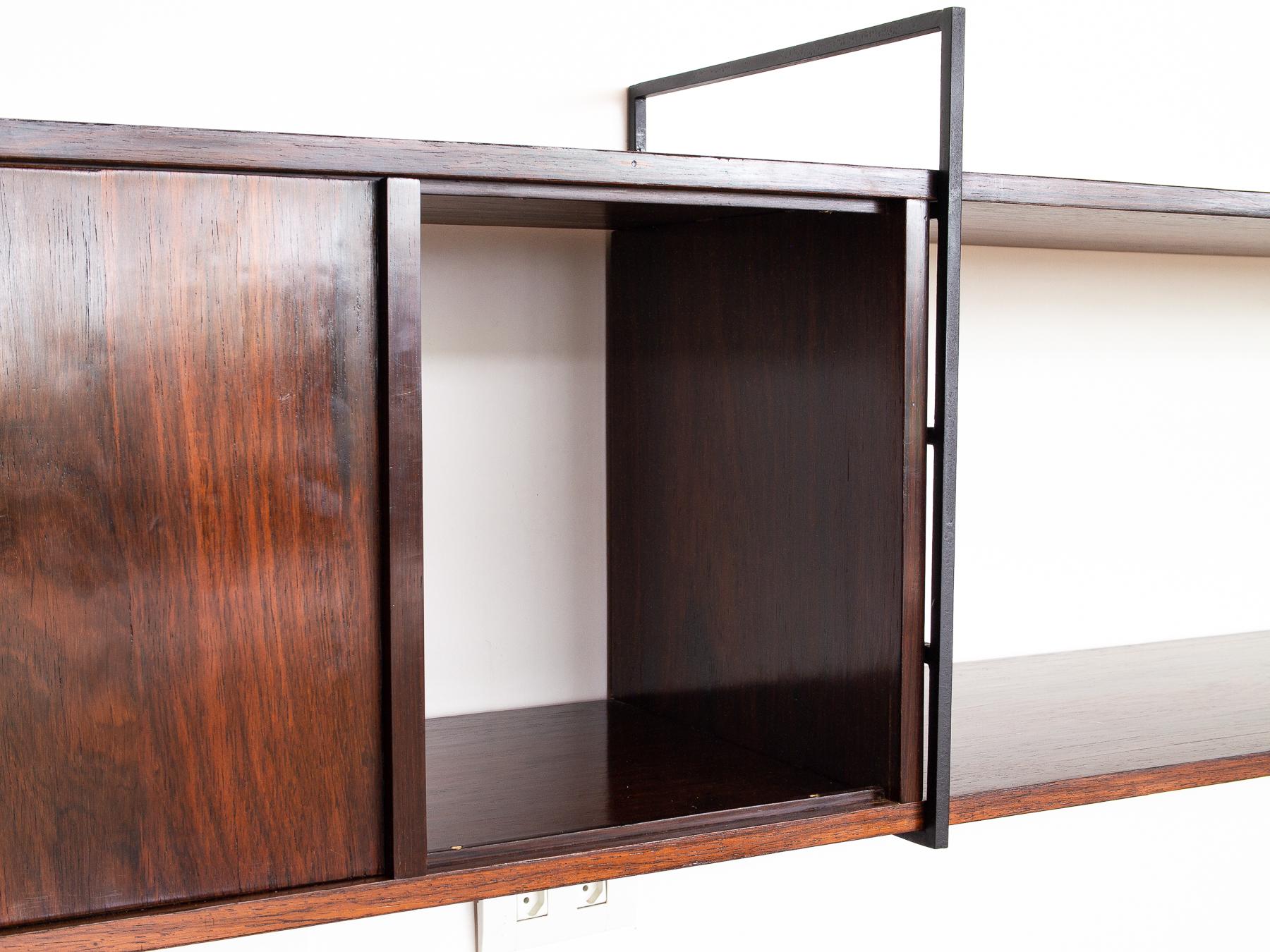 Brazilian Rosewood and Wrought Iron Console or Shelving Unit, Brazil, 1960s 4