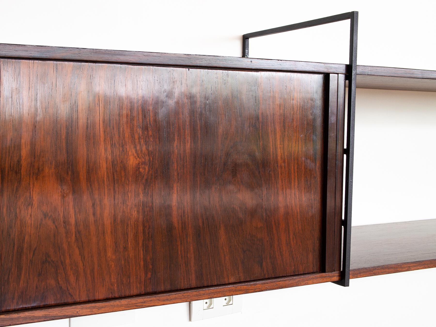 Brazilian Rosewood and Wrought Iron Console or Shelving Unit, Brazil, 1960s 3