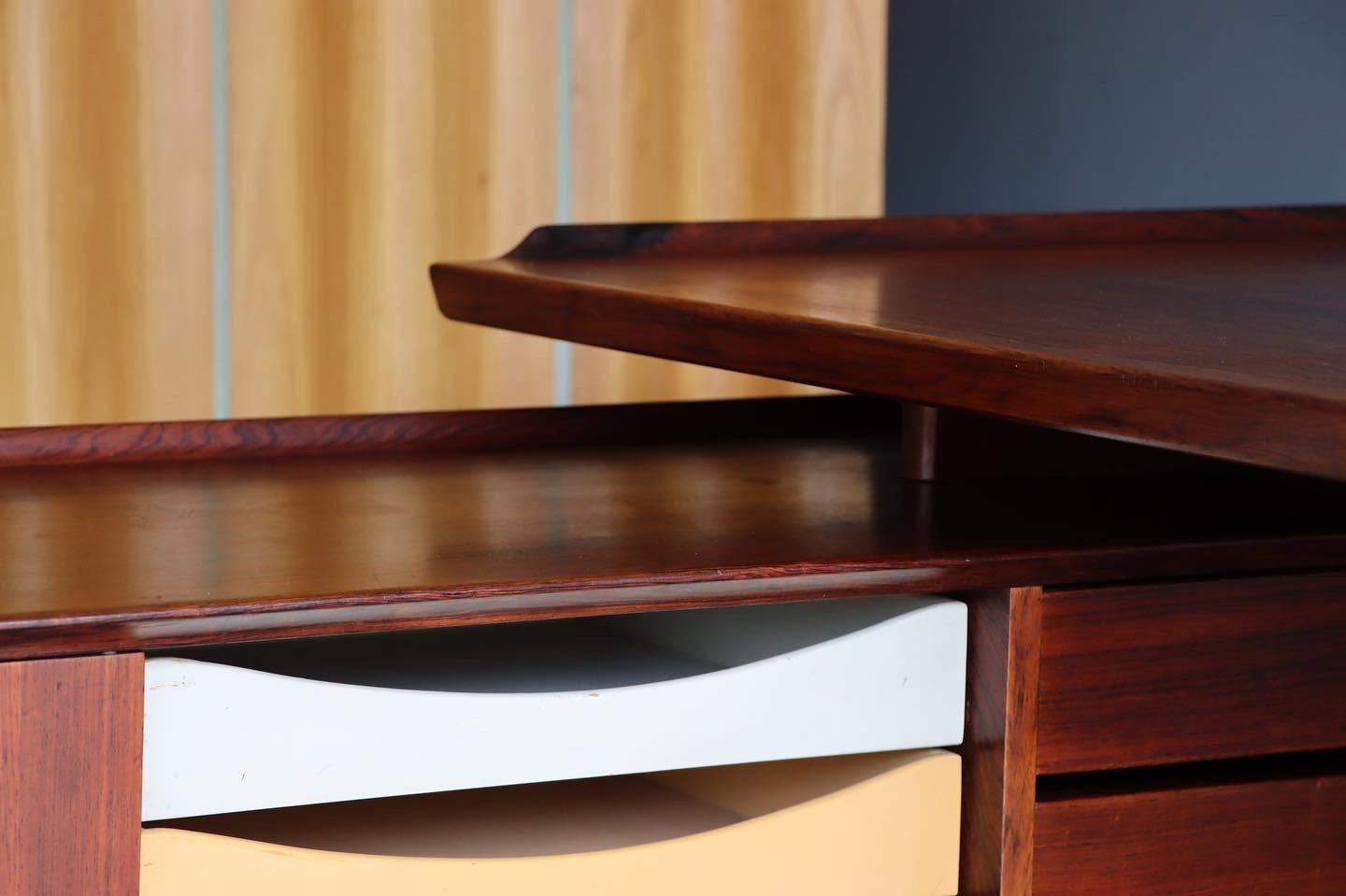 Aluminum Brazilian Rosewood Desk and Sideboard by Arne Vodder for Sibast Model 209