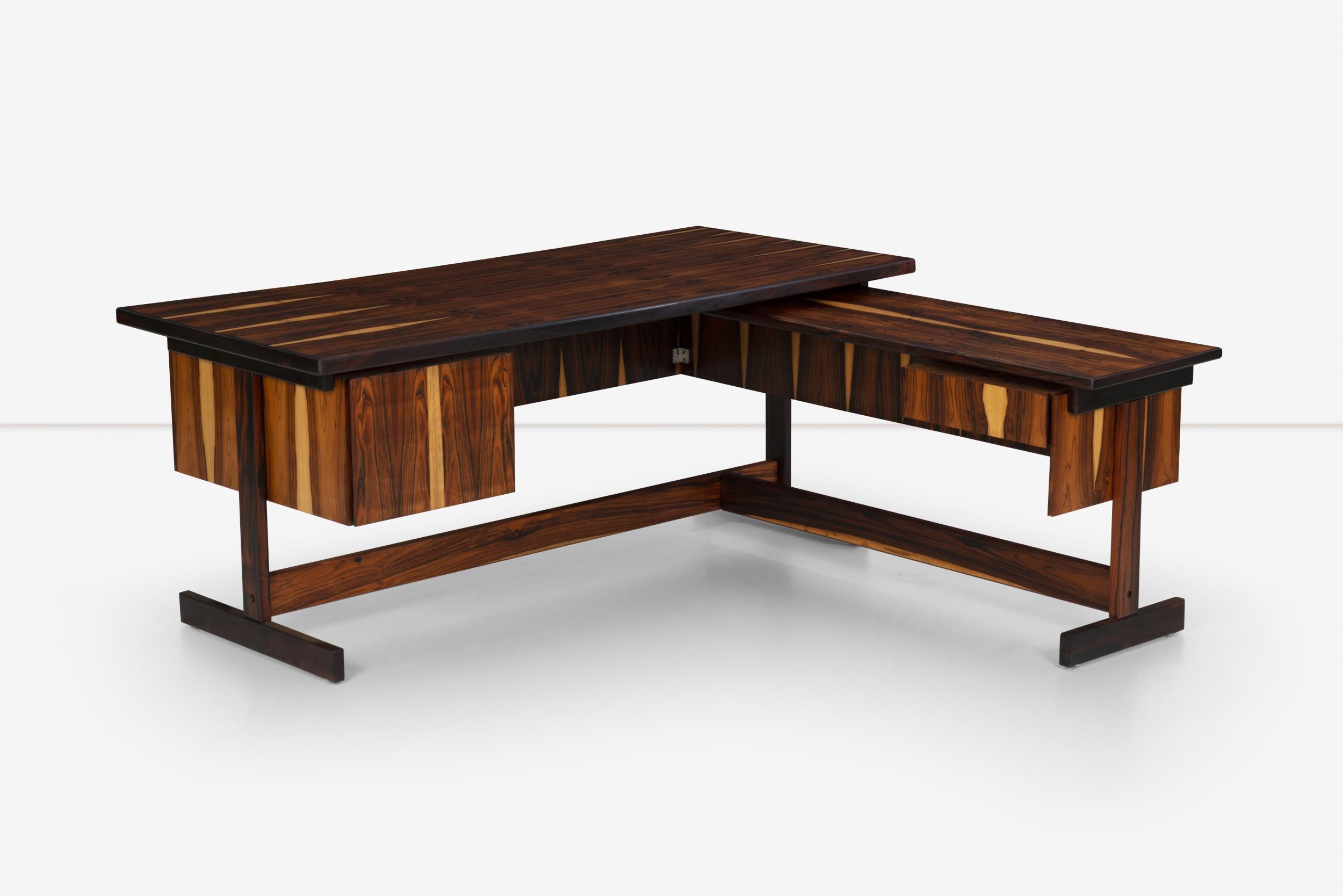 Mid-20th Century Brazilian Rosewood Desk in the Style of Sergio Rodriguez