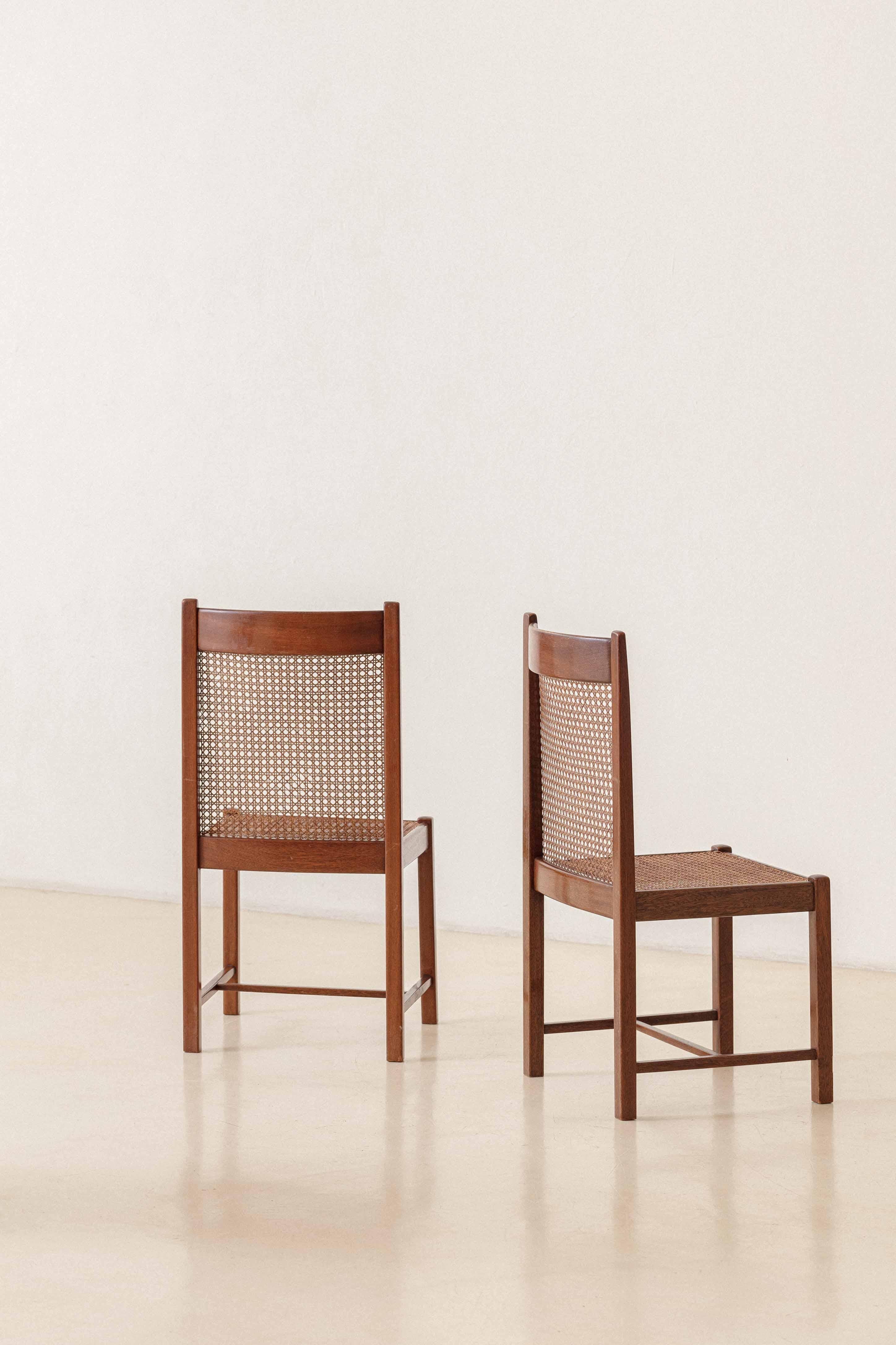 Hand-Woven Brazilian Rosewood Dining Chairs by Fatima Arquitetura Interiores 'FAI', 1960s For Sale