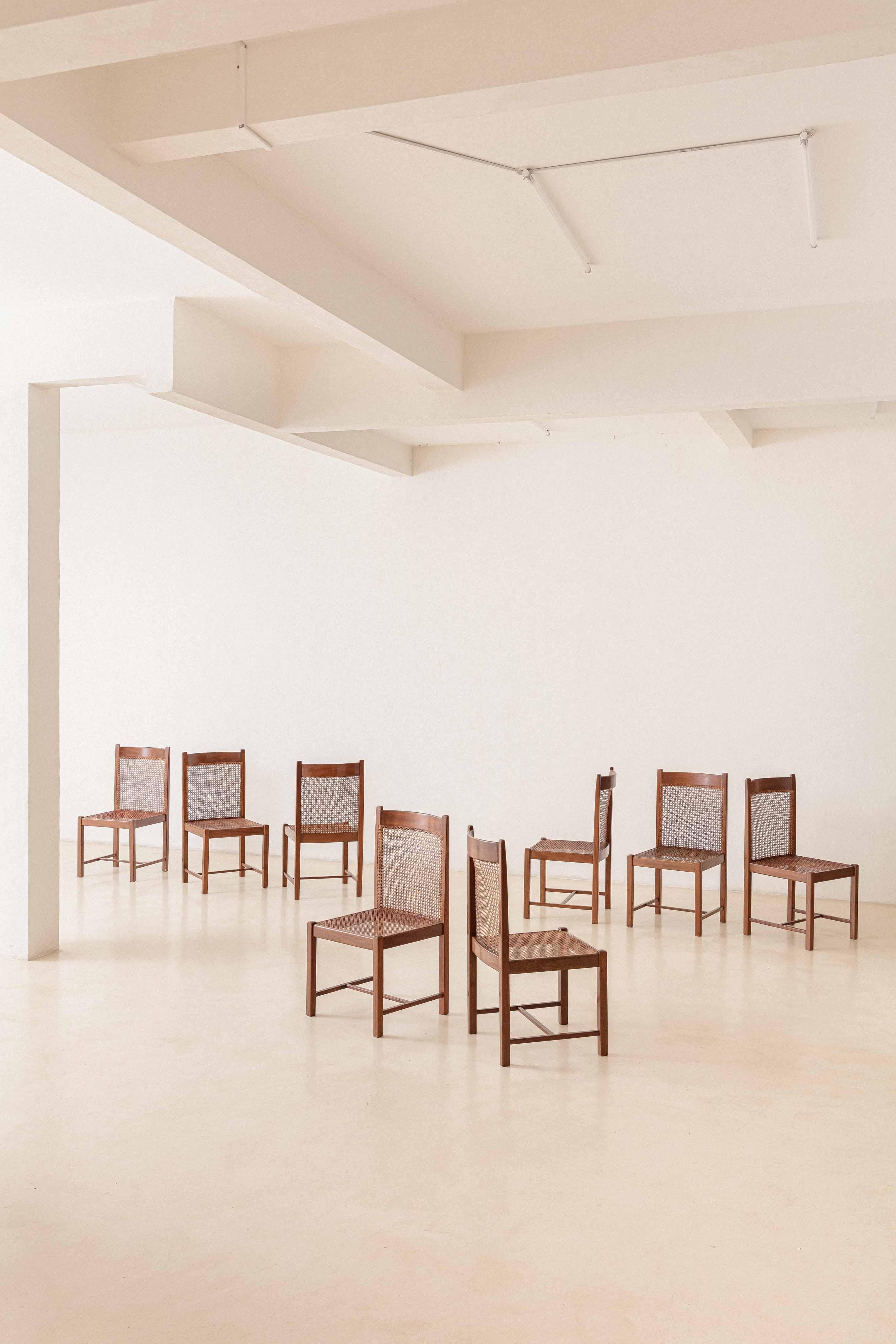 Cane Brazilian Rosewood Dining Chairs by Fatima Arquitetura Interiores 'FAI', 1960s For Sale