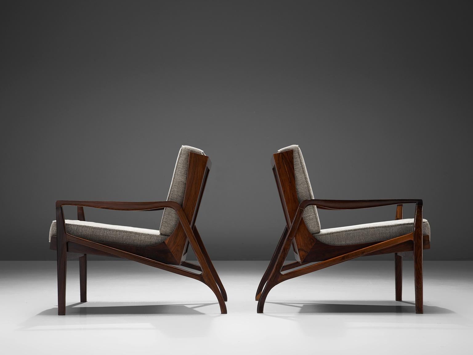 Mid-20th Century Brazilian Rosewood Easy Chairs by Liceu de Artes e Officios