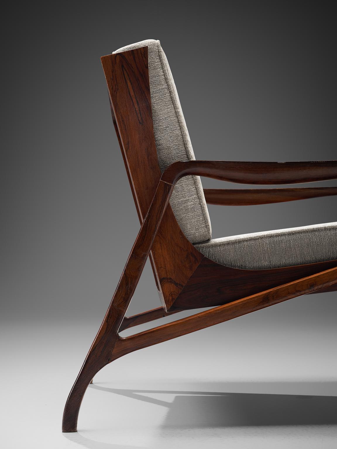 Fabric Brazilian Rosewood Easy Chairs by Liceu de Artes e Officios
