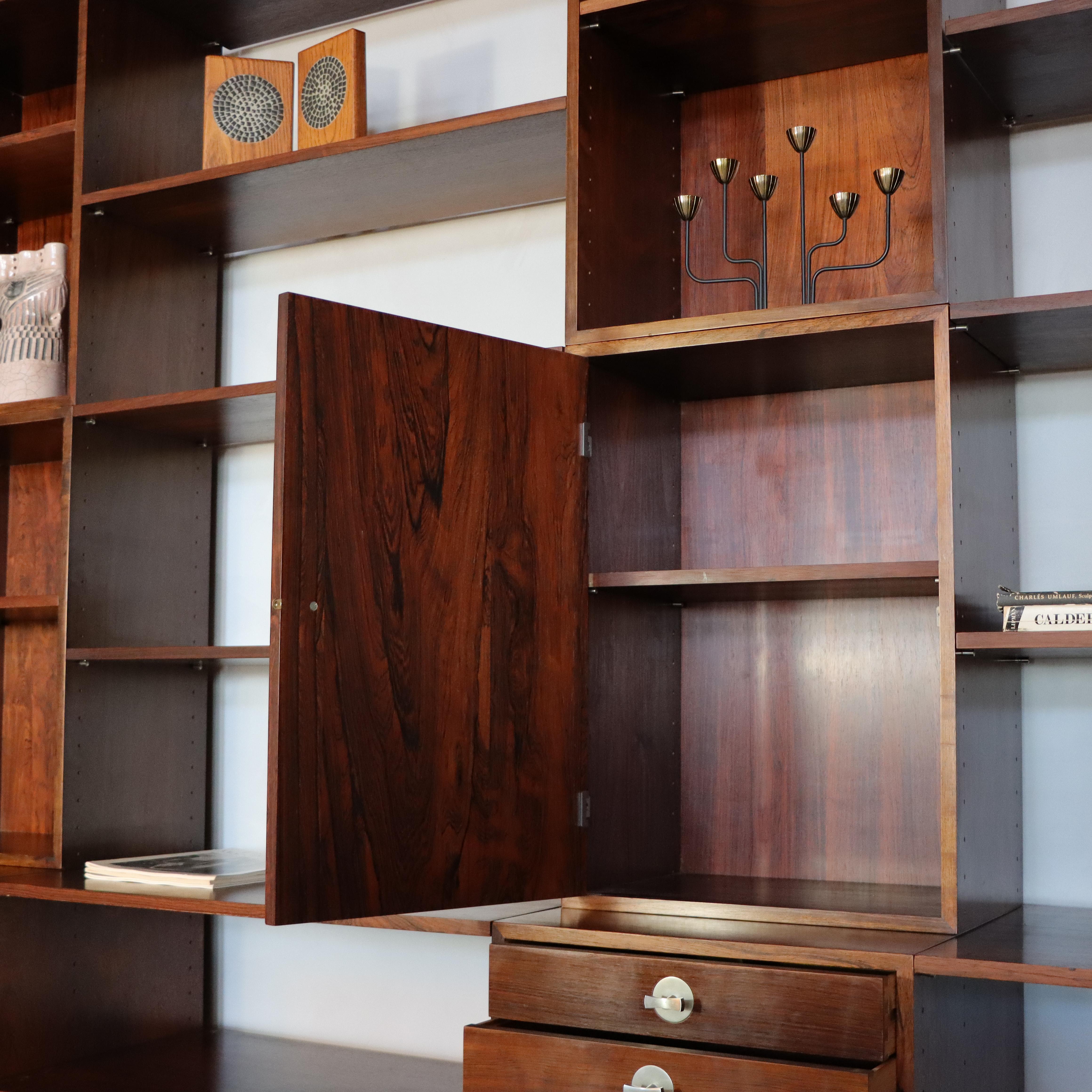 Aluminum Brazilian Rosewood Finn Juhl “Cresco” Modular Wall System