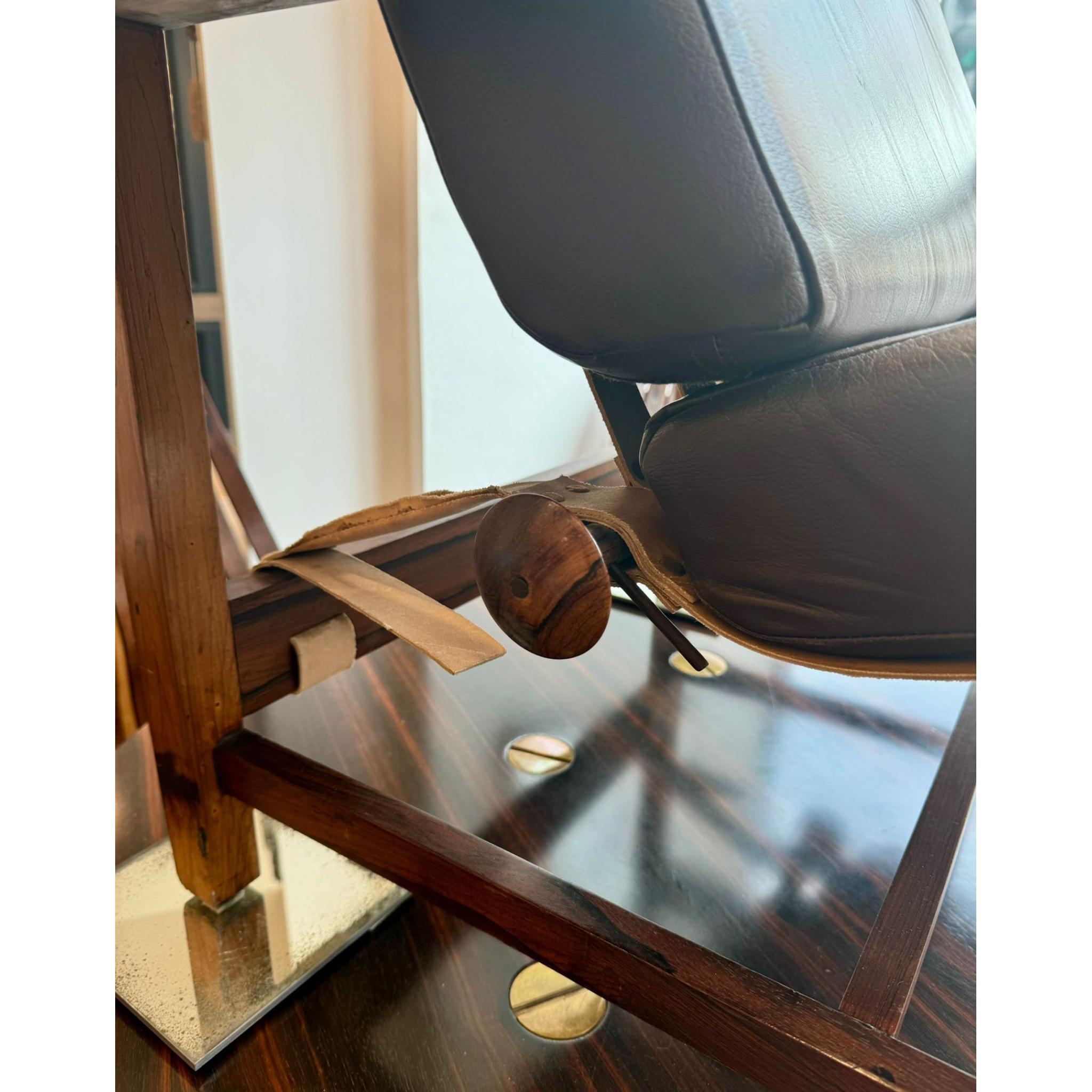 Brazilian Rosewood & Leather Lounge Seat by Tora Arquitetura In Good Condition In London, GB