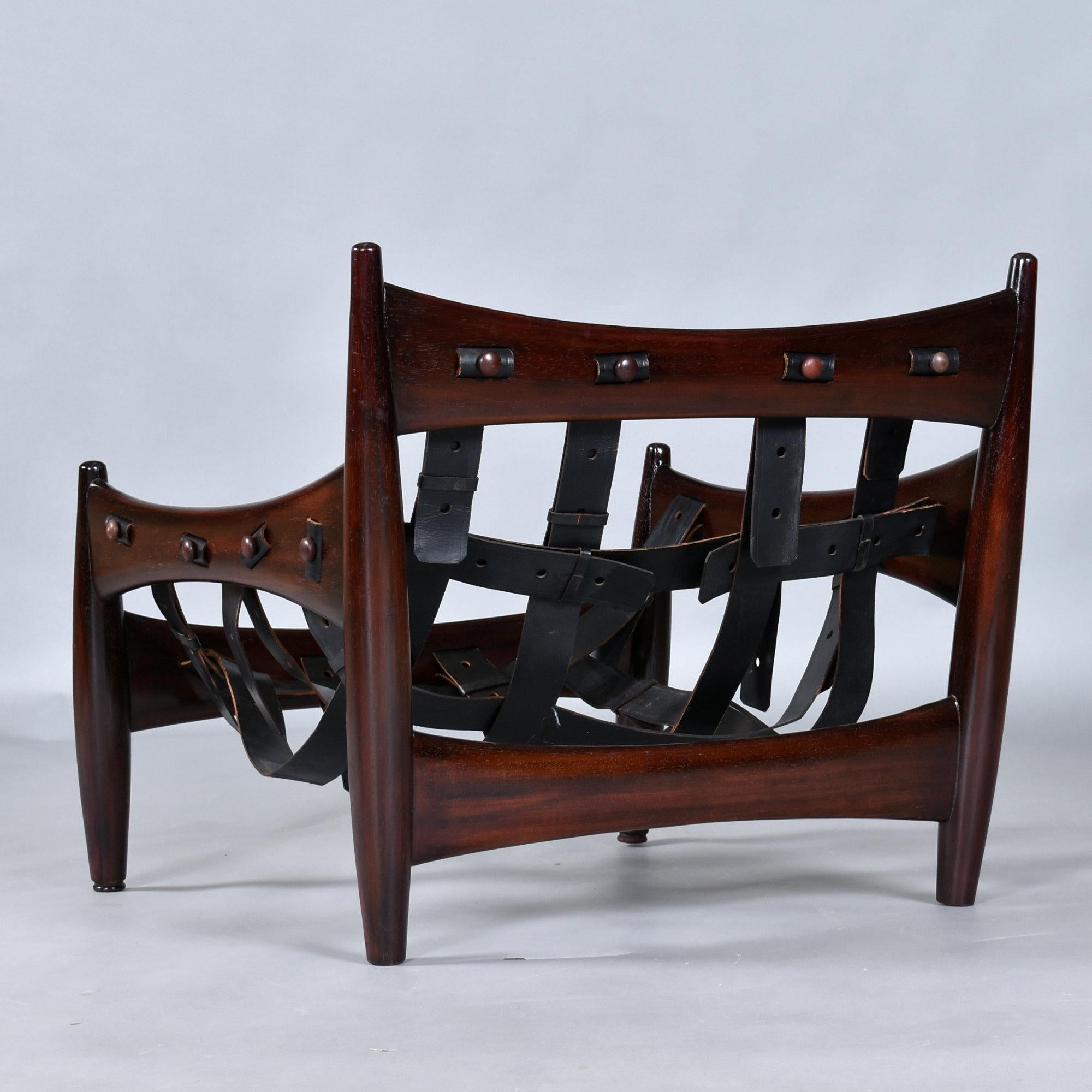 Brazilian Rosewood & Leather Sling Chair and Ottoman by Sergio Rodrigues for ISA For Sale 8