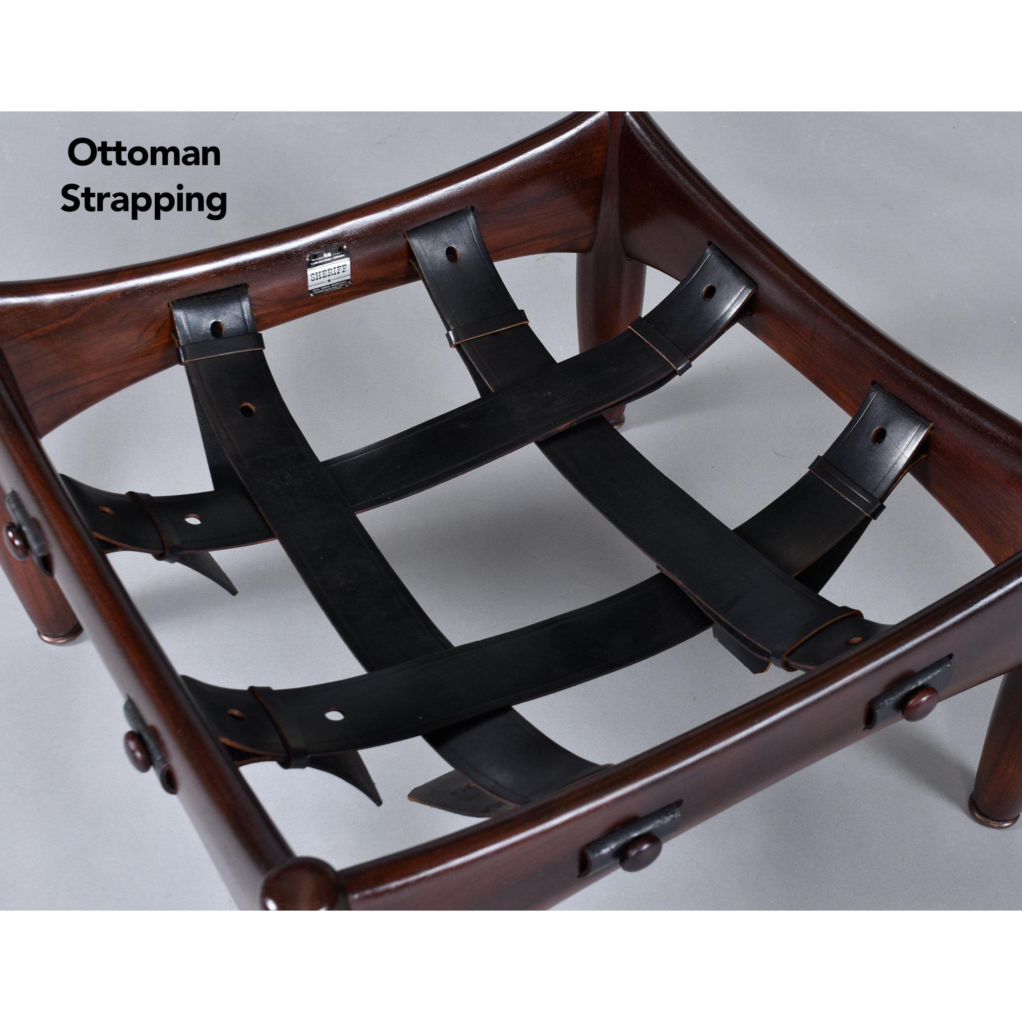 Brazilian Rosewood & Leather Sling Chair and Ottoman by Sergio Rodrigues for ISA For Sale 9