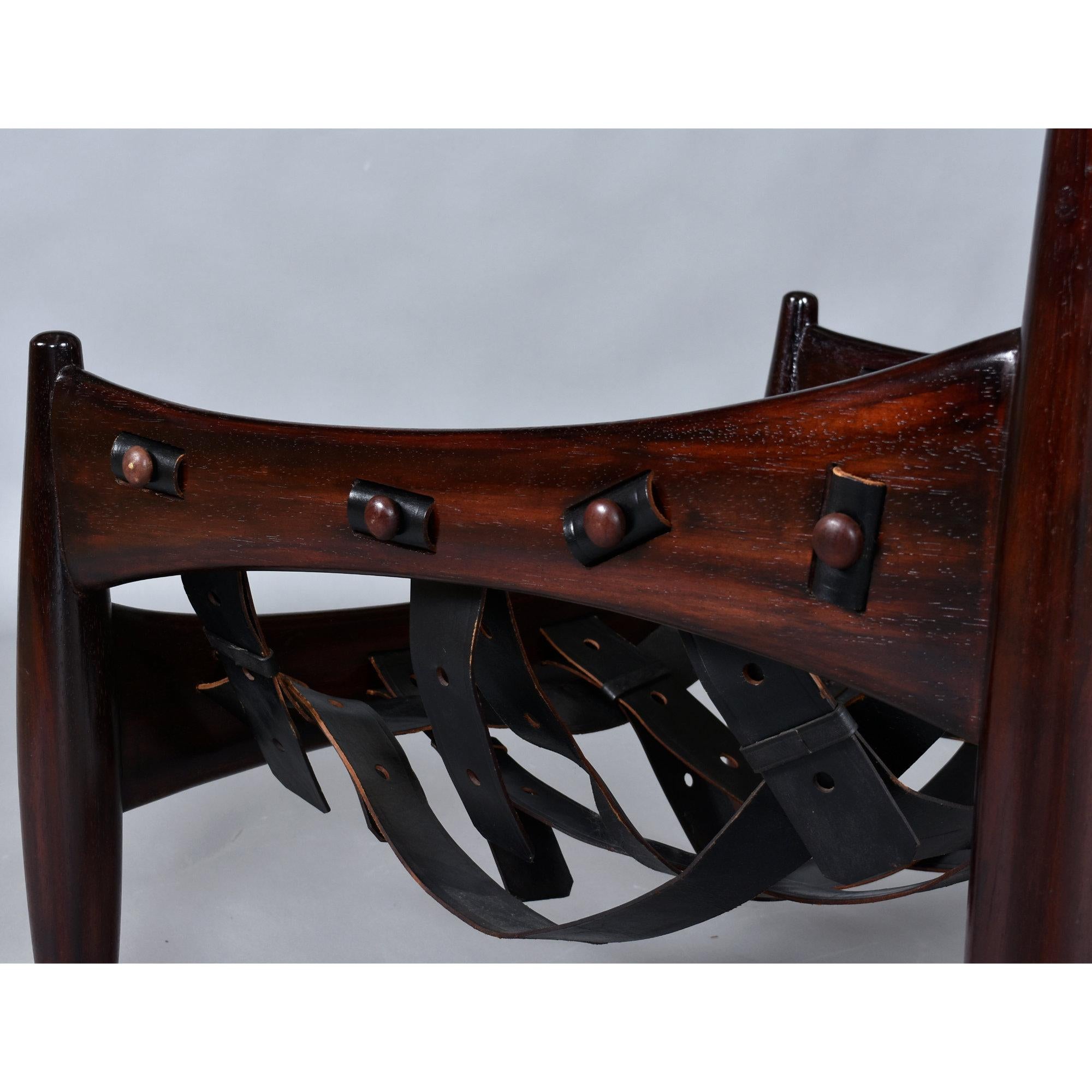 Brazilian Rosewood & Leather Sling Chair and Ottoman by Sergio Rodrigues for ISA For Sale 10