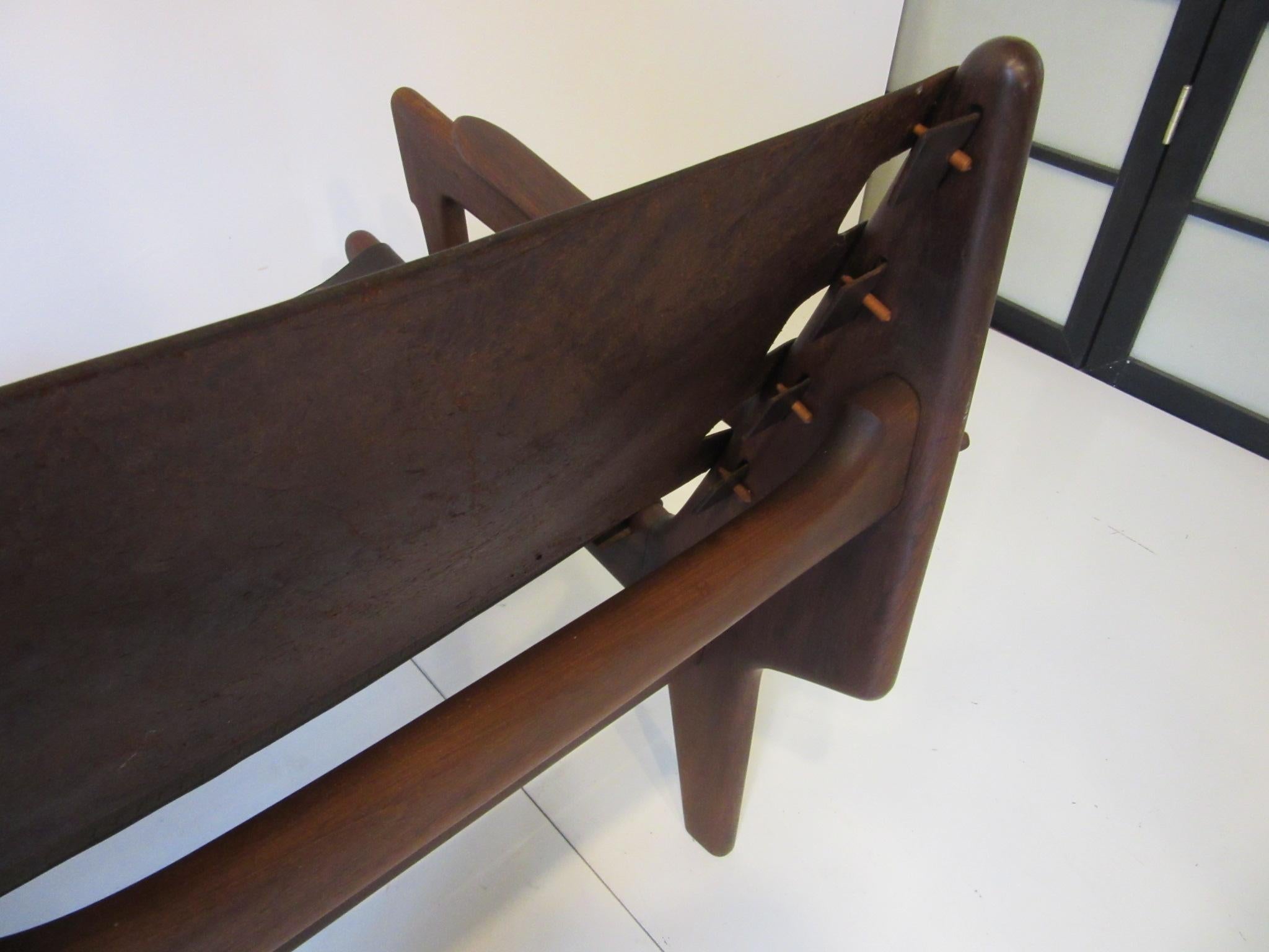 Brazilian Rosewood / Leather Sofa by Angel Pazmino 4