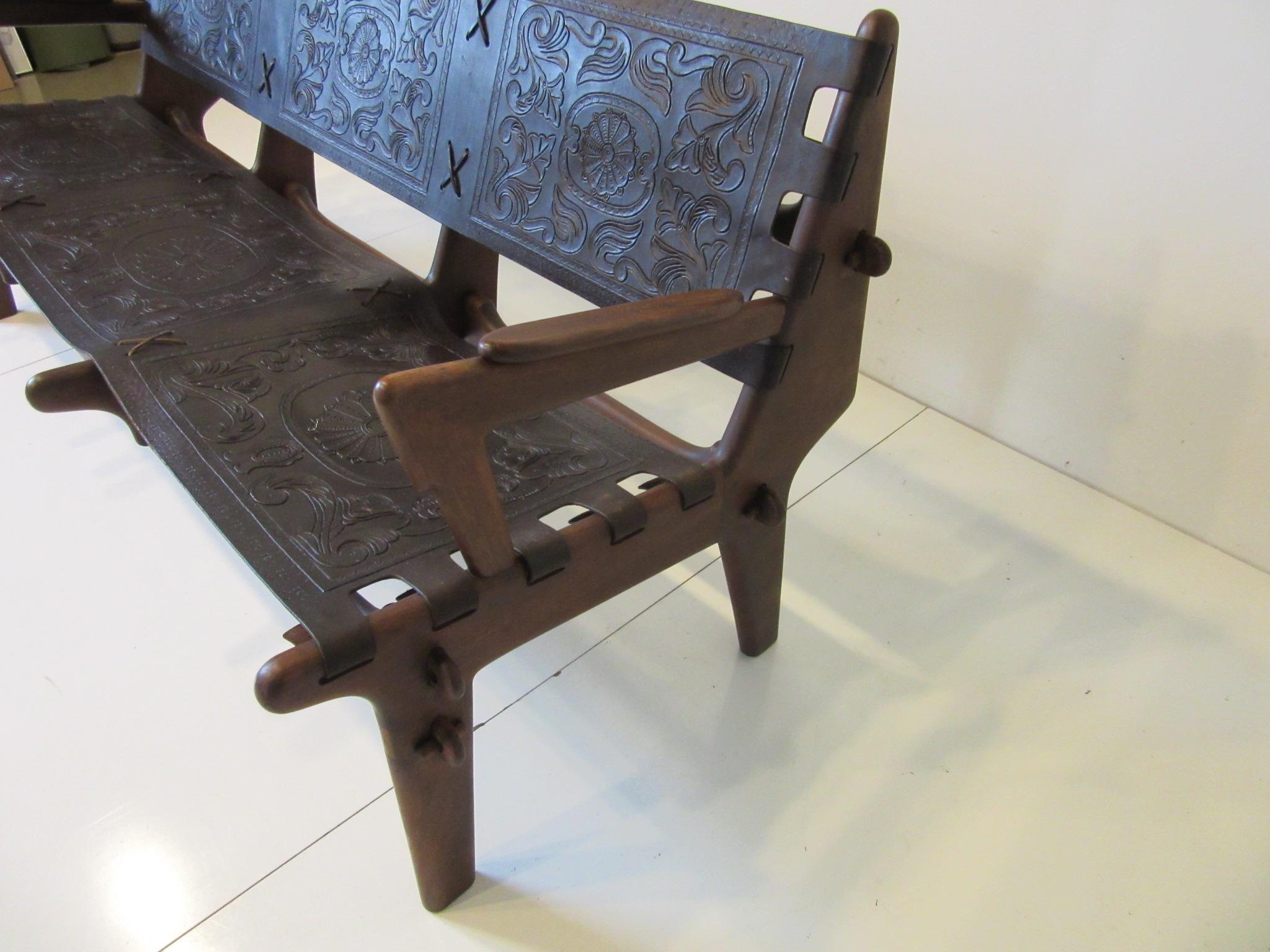 Ecuadorean Brazilian Rosewood / Leather Sofa by Angel Pazmino