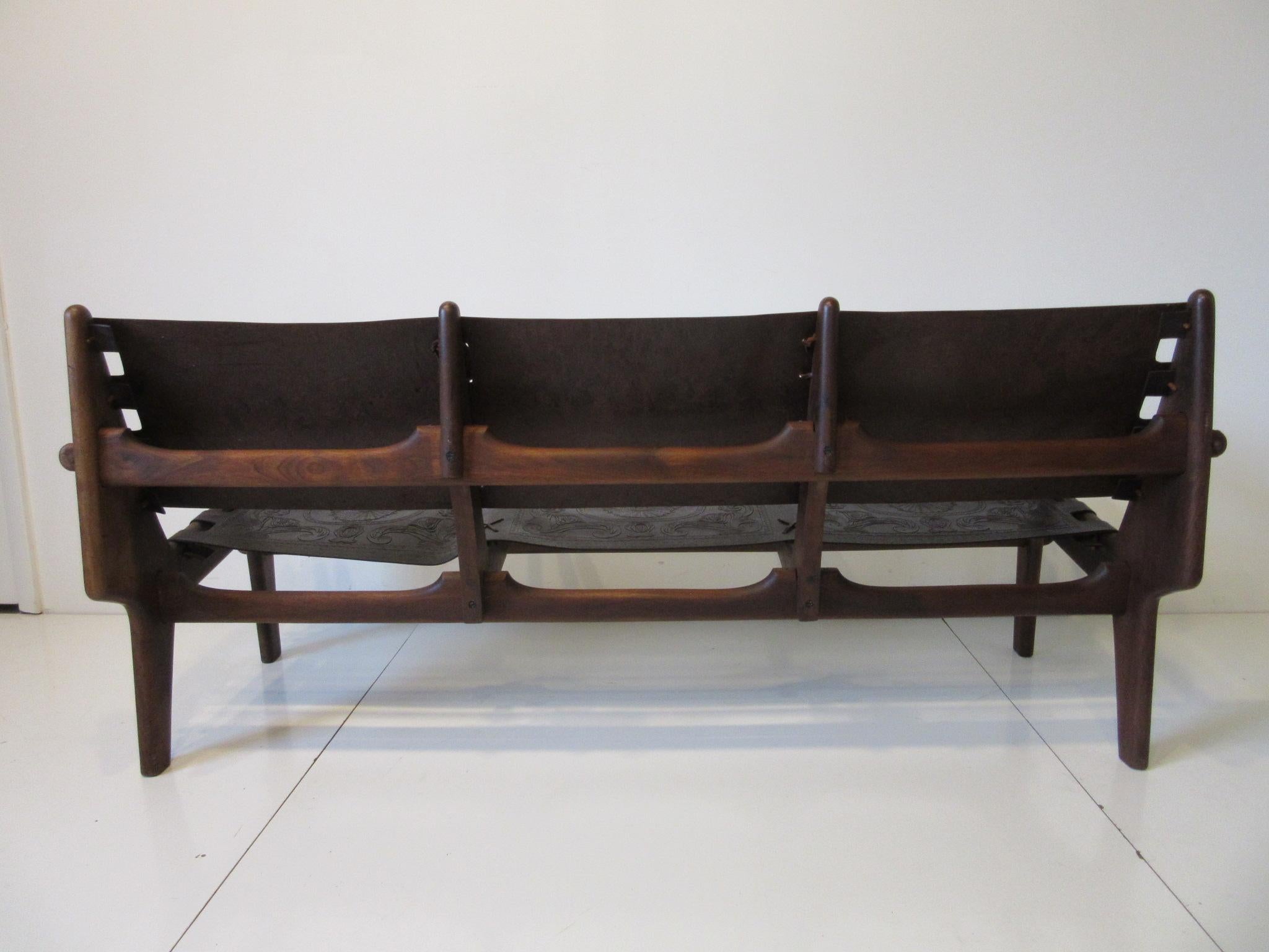 Brazilian Rosewood / Leather Sofa by Angel Pazmino 3