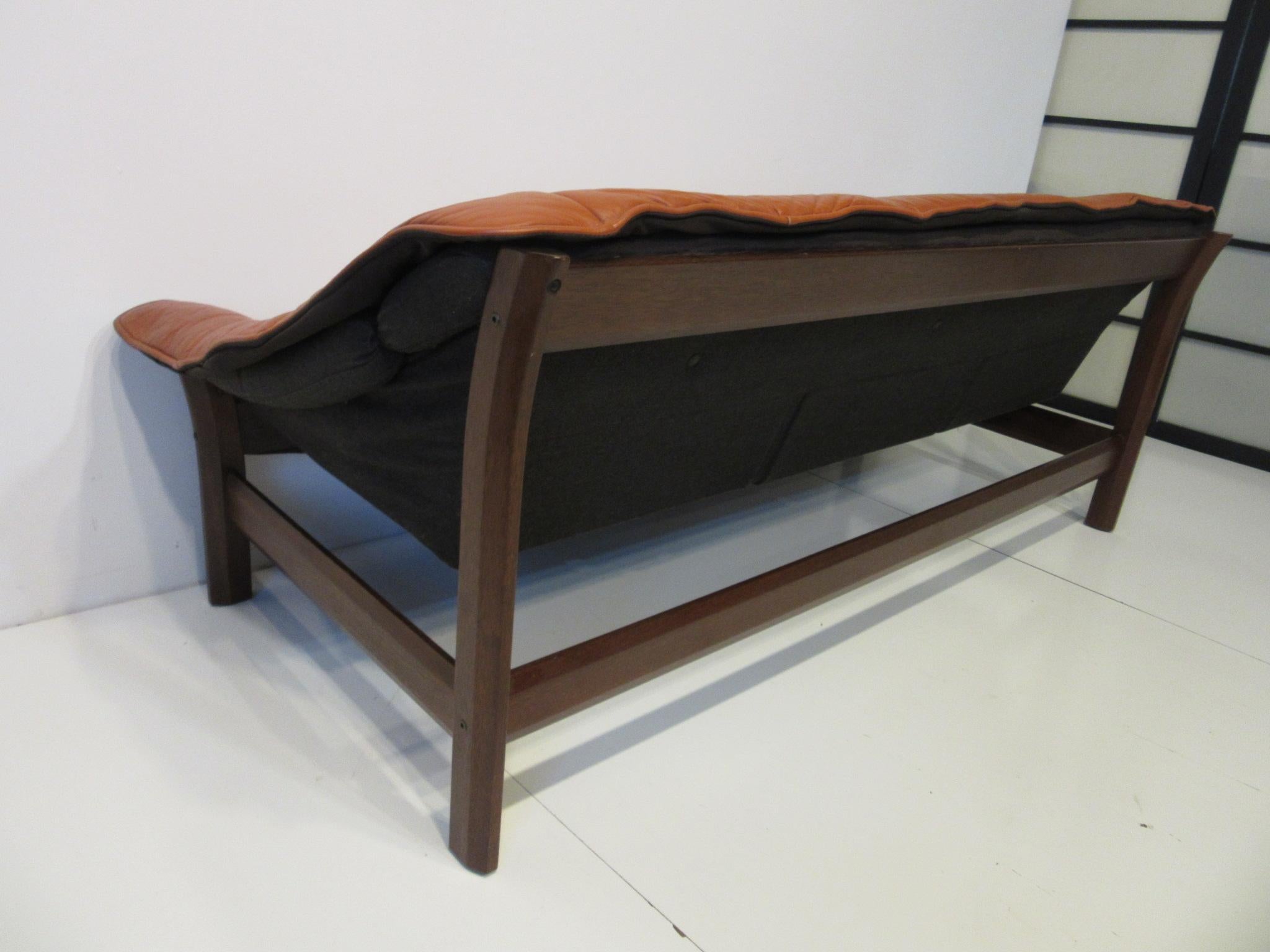 20th Century Brazilian Rosewood / Leather Sofa in the style of Percival Lafer