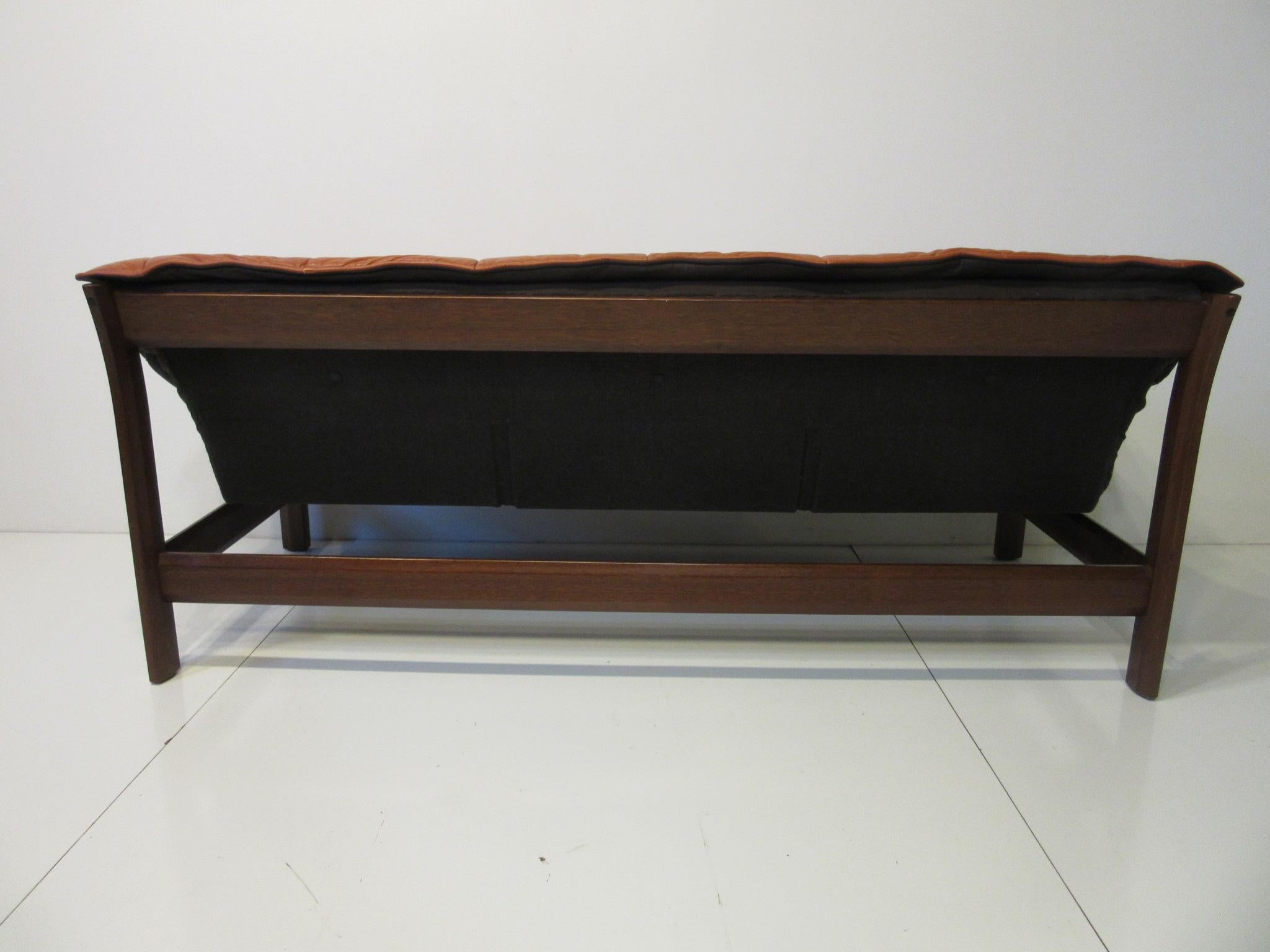 Brazilian Rosewood / Leather Sofa in the style of Percival Lafer 1