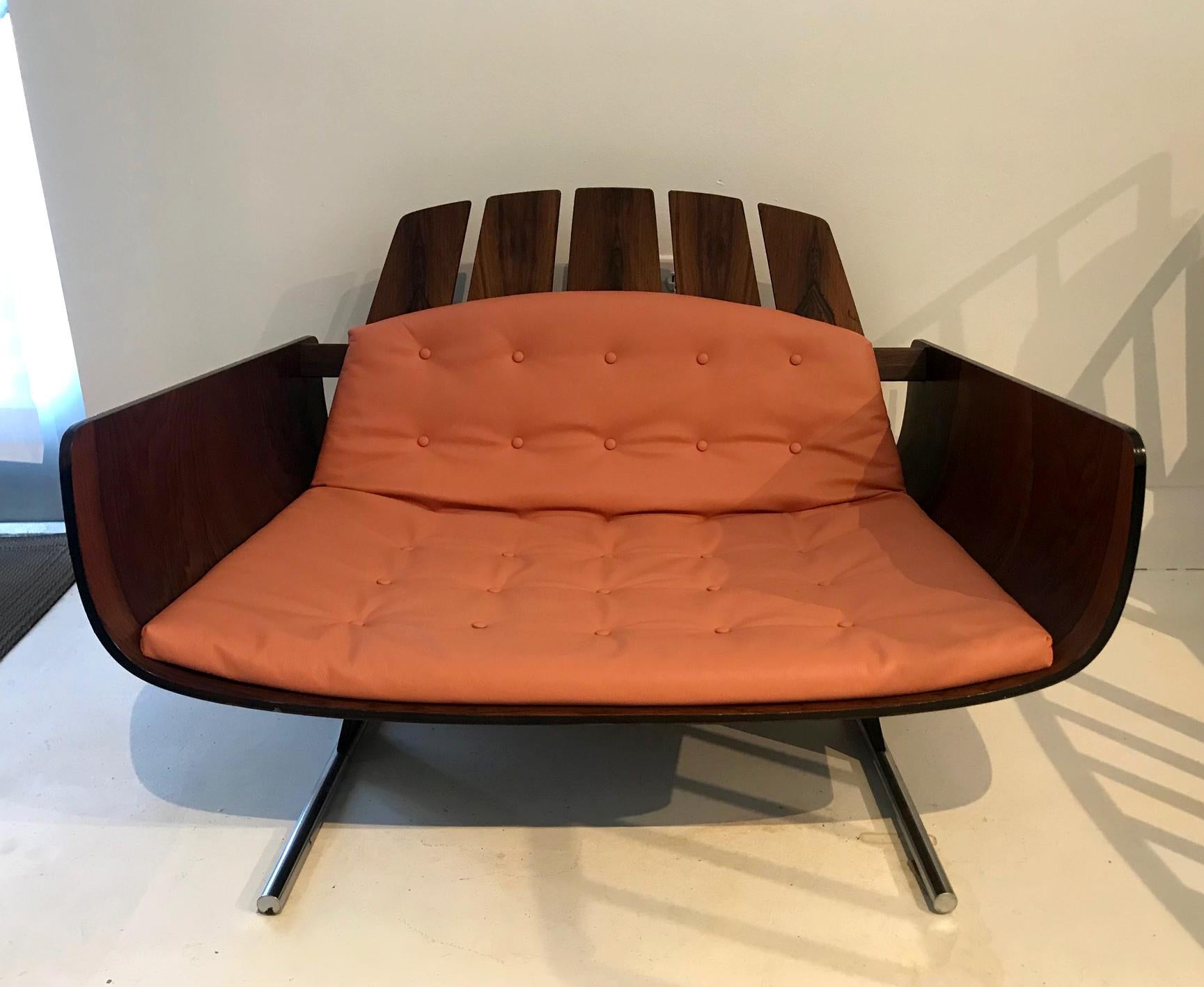 Steel Brazilian Rosewood Lounge Chair by Jorge Zalszupin For Sale