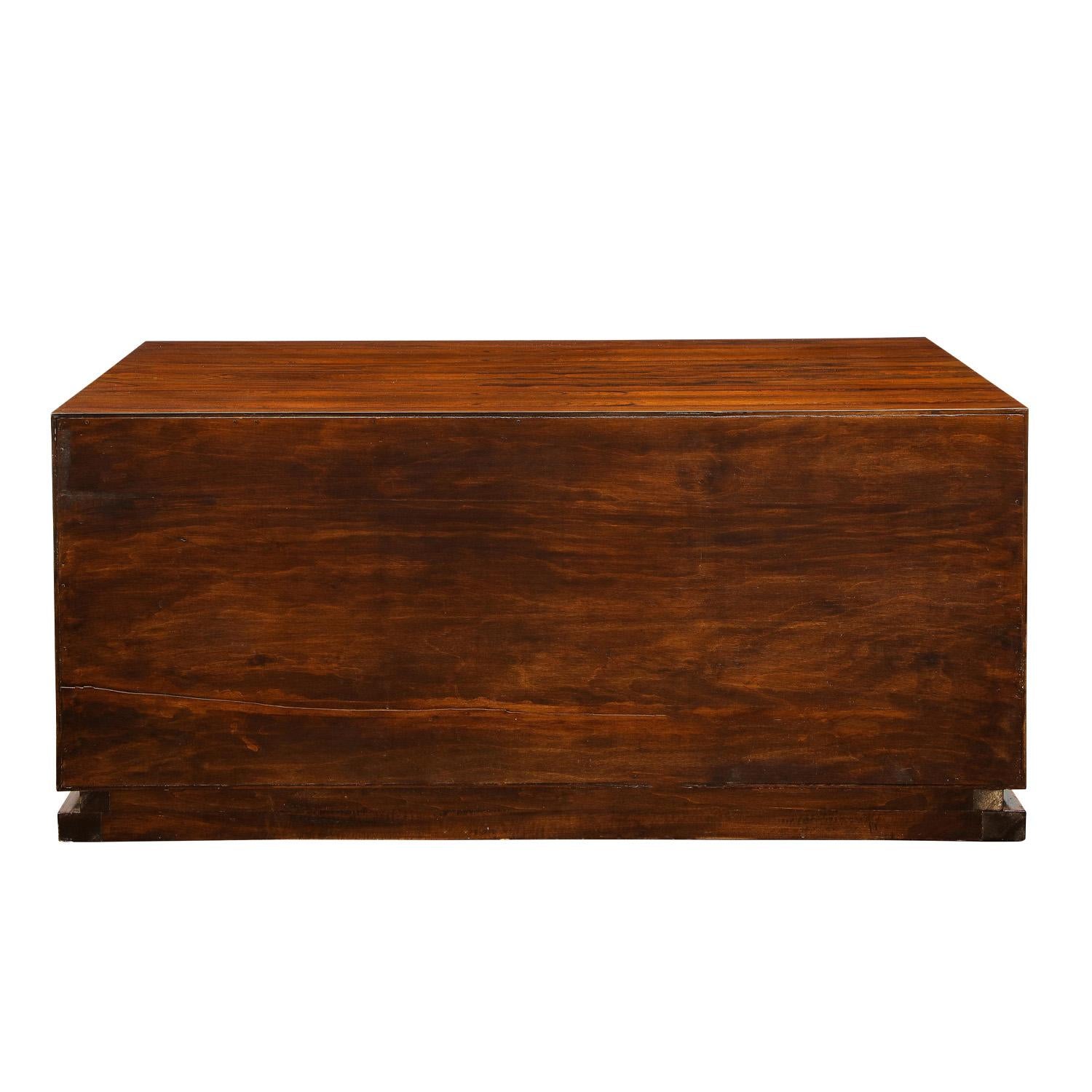 Brazilian Rosewood Low Chest of Drawers with Brass Handles 1960 In Excellent Condition For Sale In New York, NY
