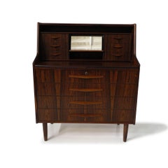Brazilian Rosewood Mid-century Danish Secretary Desk with Vanity Mirror