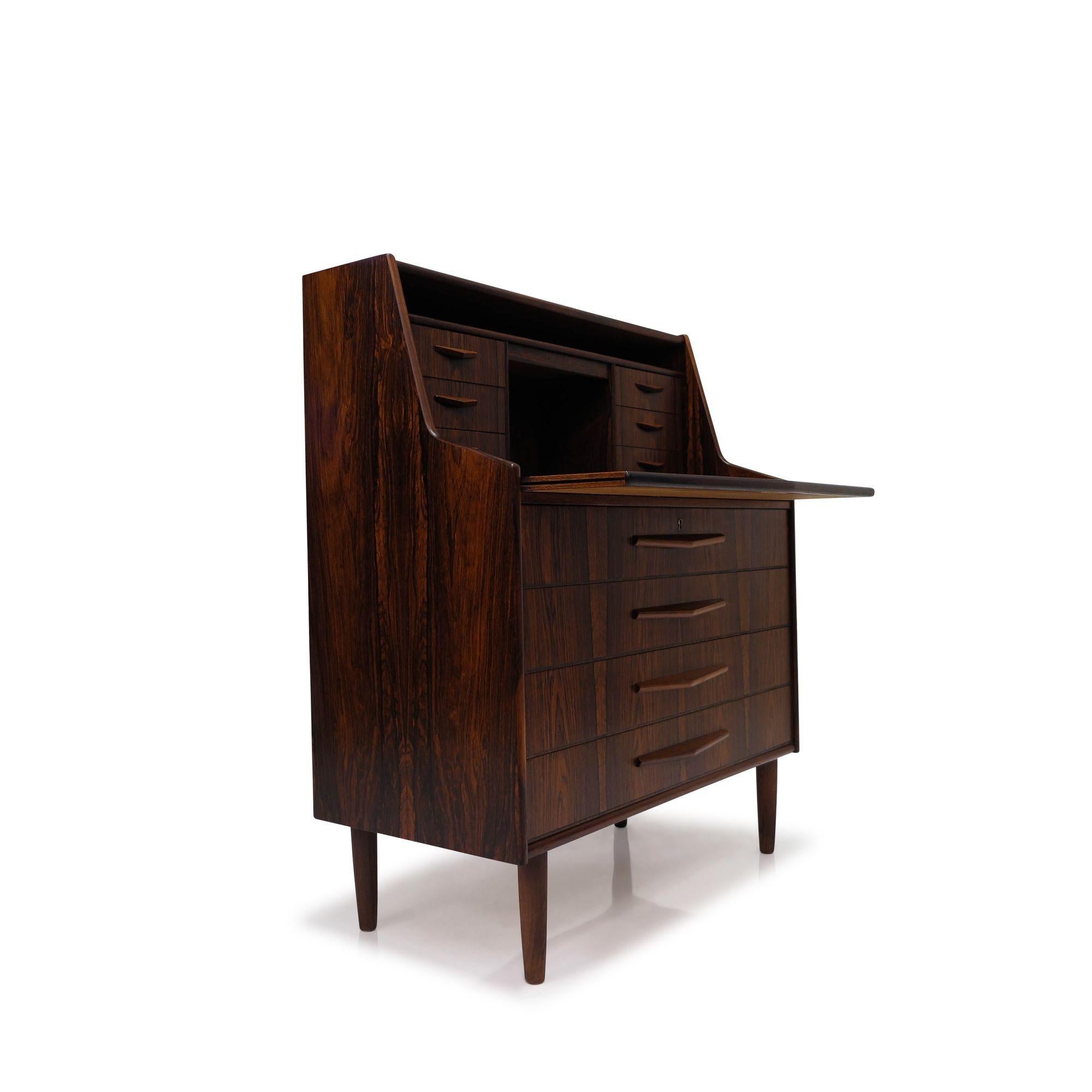 Brazilian Rosewood Mid-century Danish Secretary Desk with Vanity Mirror For Sale 1