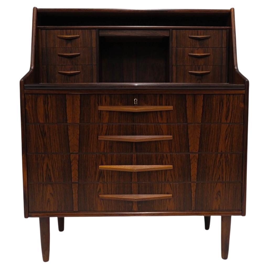 Brazilian Rosewood Mid-century Danish Secretary Desk with Vanity Mirror For Sale