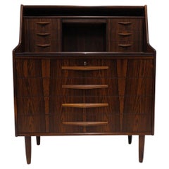 Antique Brazilian Rosewood Mid-century Danish Secretary Desk with Vanity Mirror