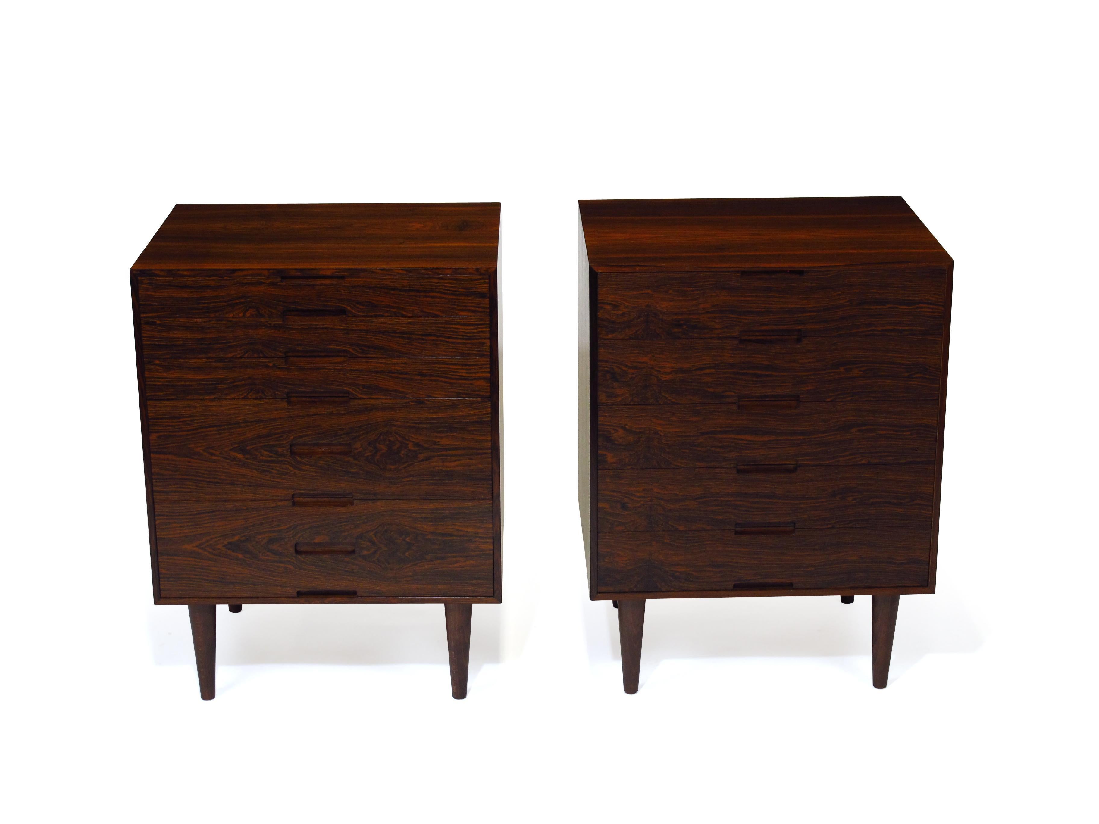 Scandinavian Modern Brazilian Rosewood Nightstand Cabinets, a Pair