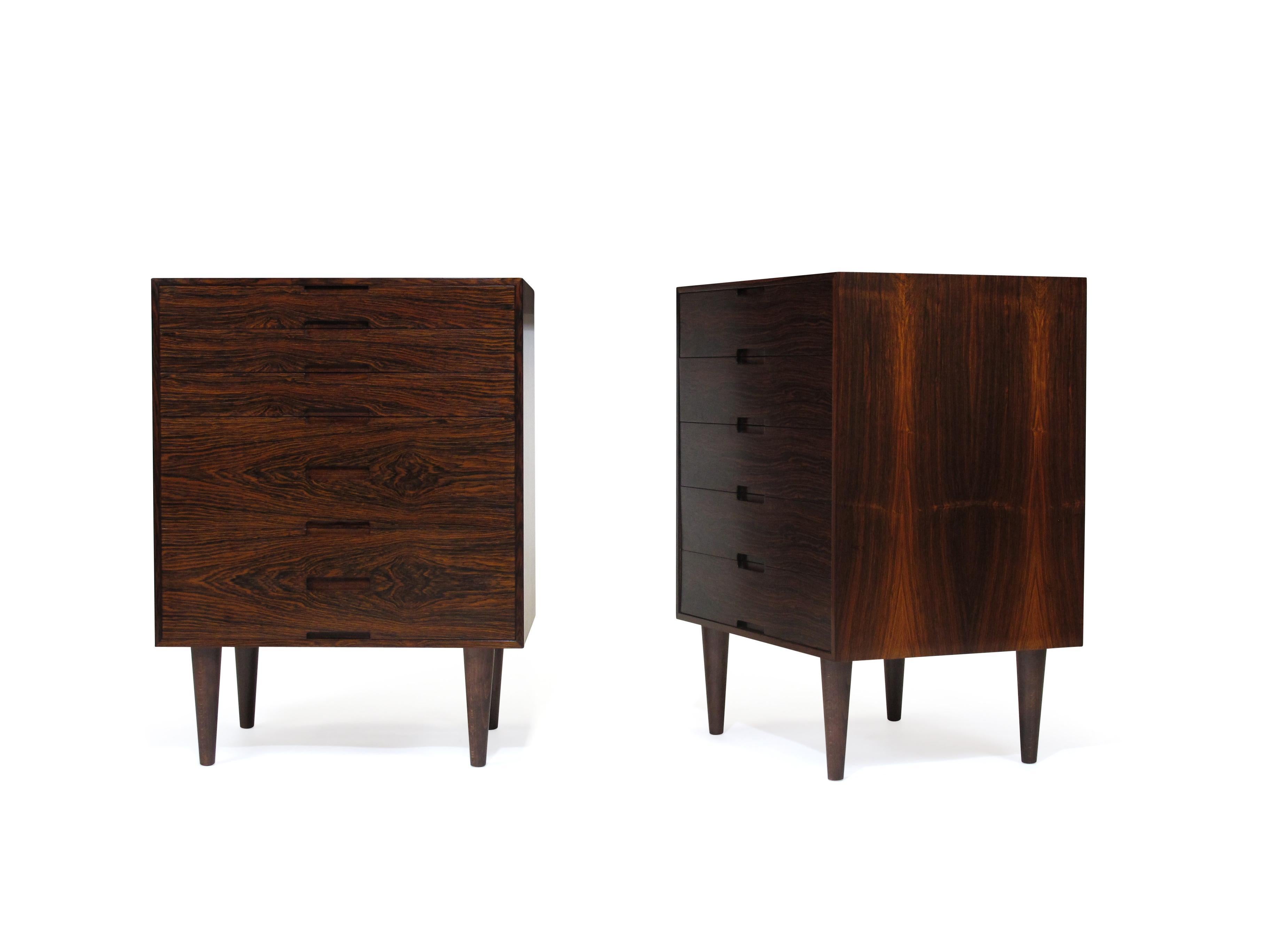 Danish Brazilian Rosewood Nightstand Cabinets, a Pair
