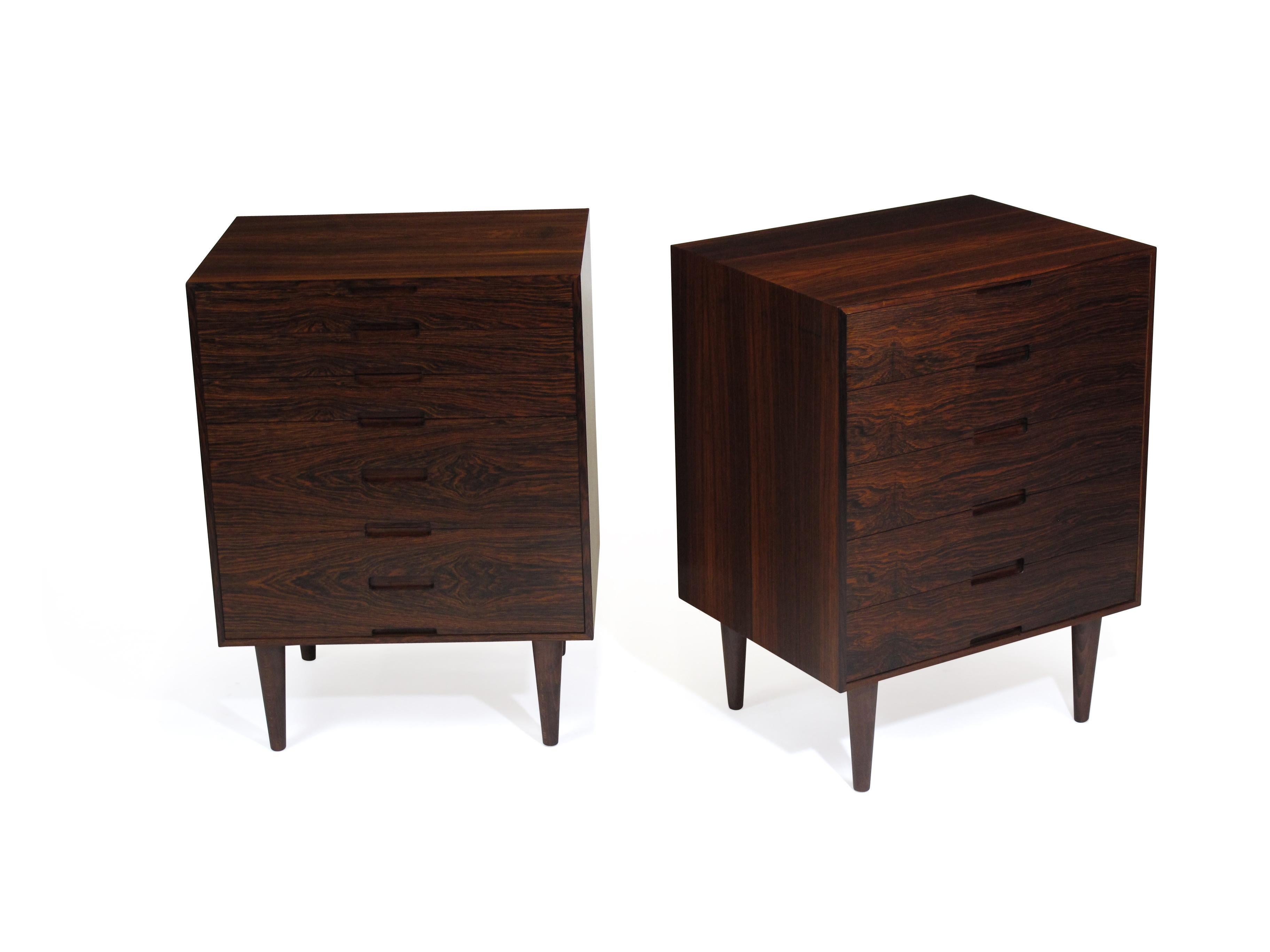 Oiled Brazilian Rosewood Nightstand Cabinets, a Pair