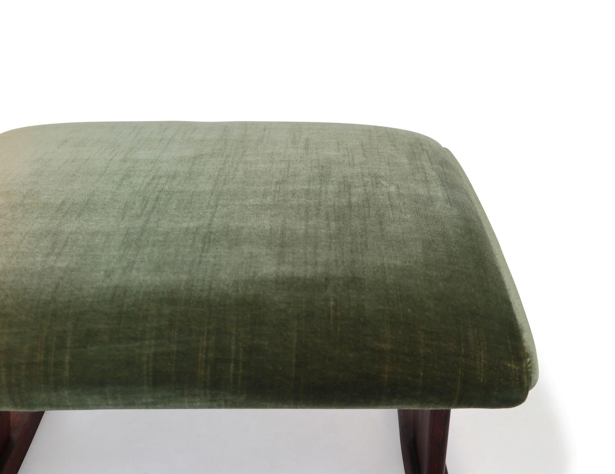 Mohair Brazilian Rosewood Ottoman or Stool For Sale