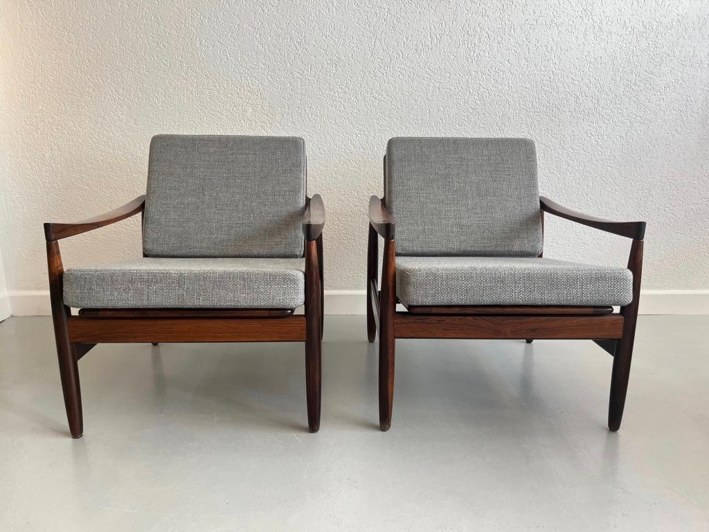 Brazilian Rosewood Pair of Easy Chairs by Skive Møbelfabrik, Denmark, ca. 1950s 9