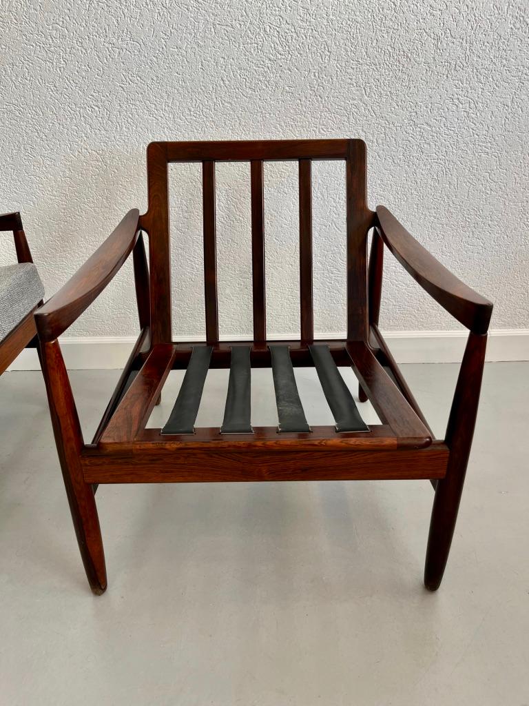 Brazilian Rosewood Pair of Easy Chairs by Skive Møbelfabrik, Denmark, ca. 1950s 3
